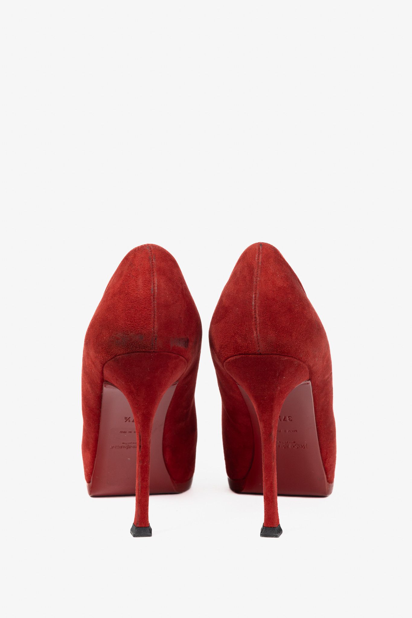 Yves Saint Laurent Yves Saint Laurent Tribtoo 80 Platform Suede & Cap-Toe Pumps Size US 7 / IT 37 - 3 Thumbnail
