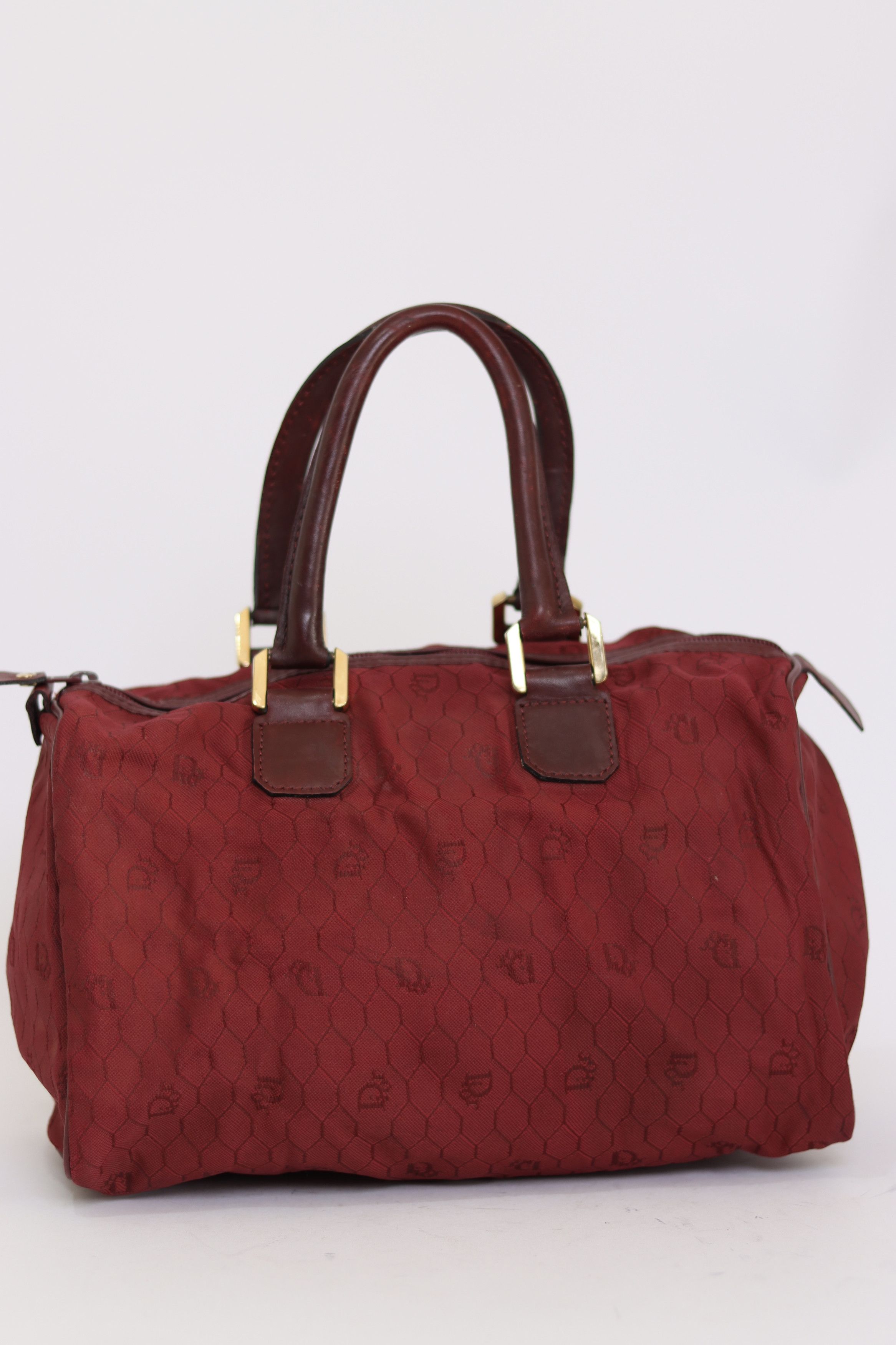 Dior × Vintage Christian Dior Bagages Burgundy Logo Canvas Boston Bag Size ONE SIZE - 2 Thumbnail