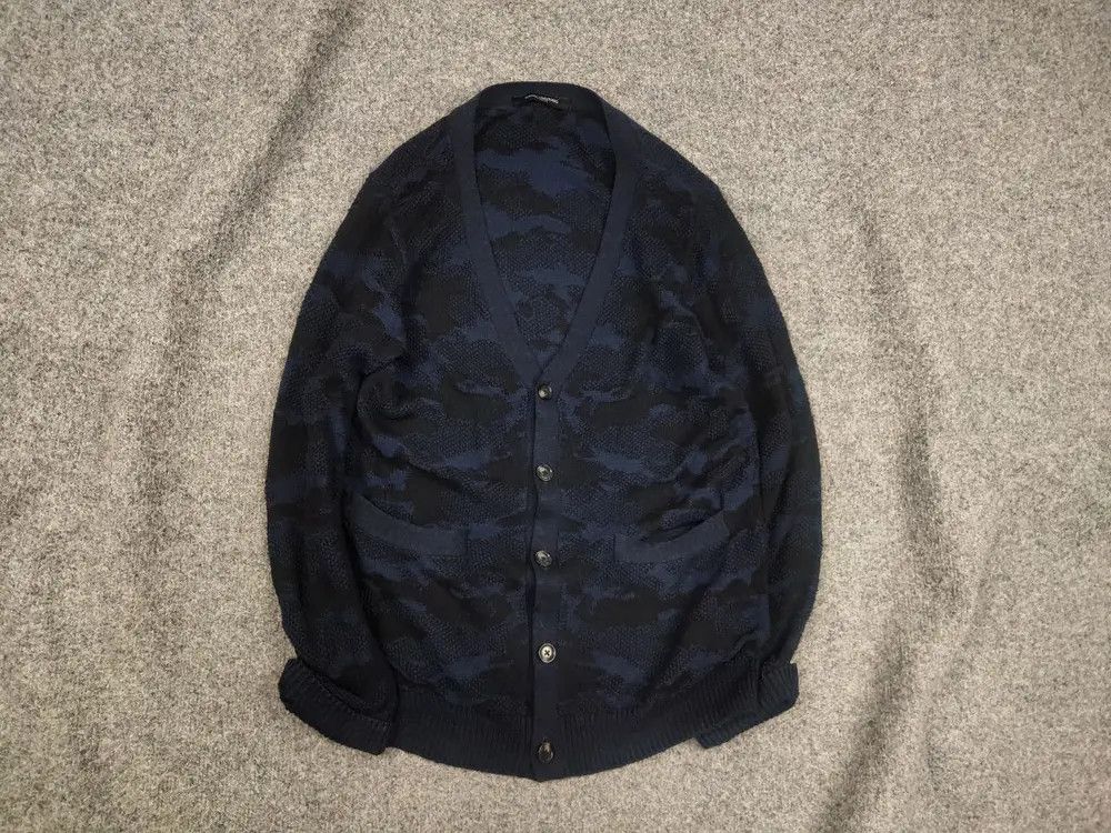 Japanese Brand Nano Universe Tokyo Japan Design Dark Wool Camo Cardigan Size US S / EU 44-46 / 1 - 1 Thumbnail