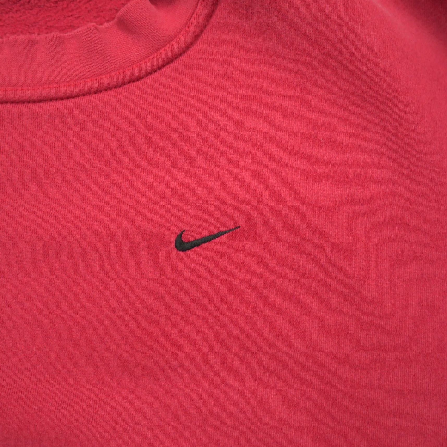 Nike VINTAGE Nike Sweatshirt Adult XL Red Pullover 90s Grunge Distressed Mini Swoosh Embroidered Mens Pullover Sweatshirt 90s Size US XL / EU 56 / 4 - 3 Thumbnail