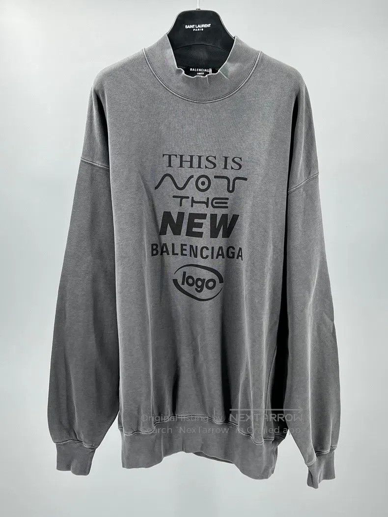 Balenciaga Balenciaga Men's Grey Cotton Vintage Printed Crewneck Swea Size US XS / EU 42 / 0 - 1 Thumbnail
