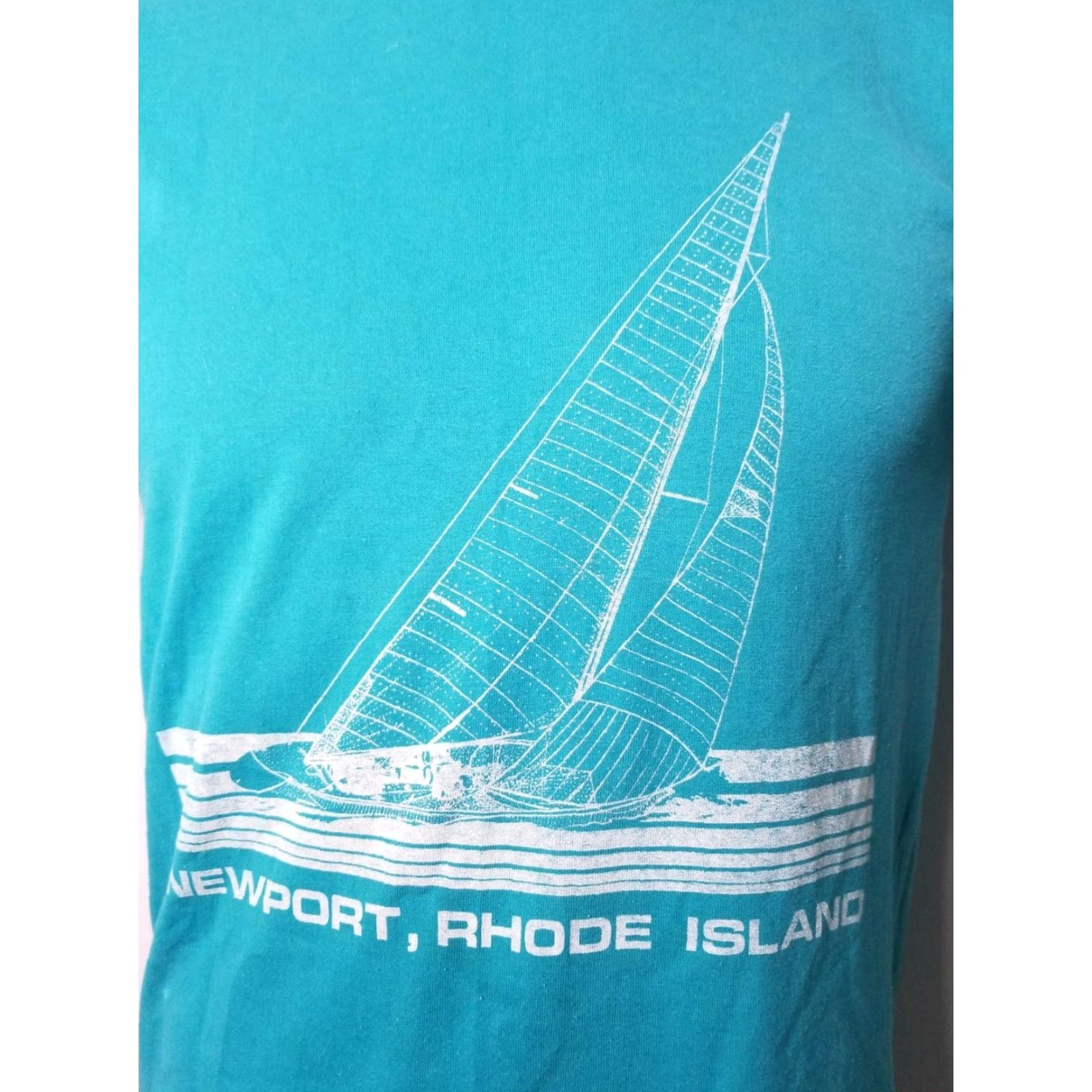 Hanes VINTAGE Hanes Graphic Tee Mens M Single Stitch Blue Newport RI T Shirt 80s Cotton Blend Size US M / EU 48-50 / 2 - 3 Thumbnail