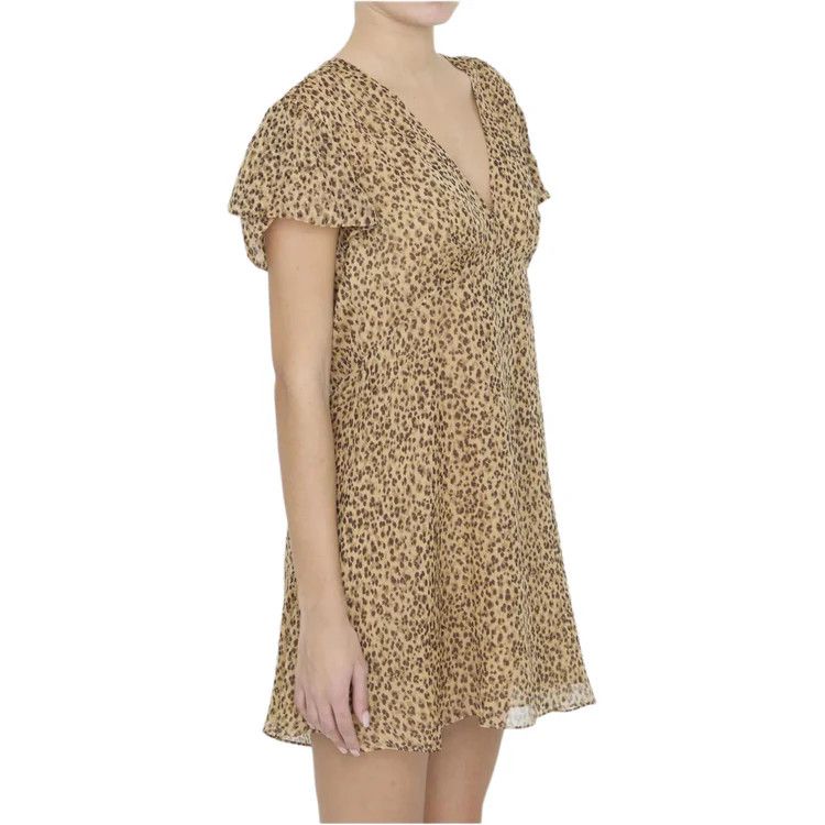 Celine o1y0725 Leopard-print Mini Dress in Beige/Brown Size M / US 6-8 / IT 42-44 - 2 Thumbnail