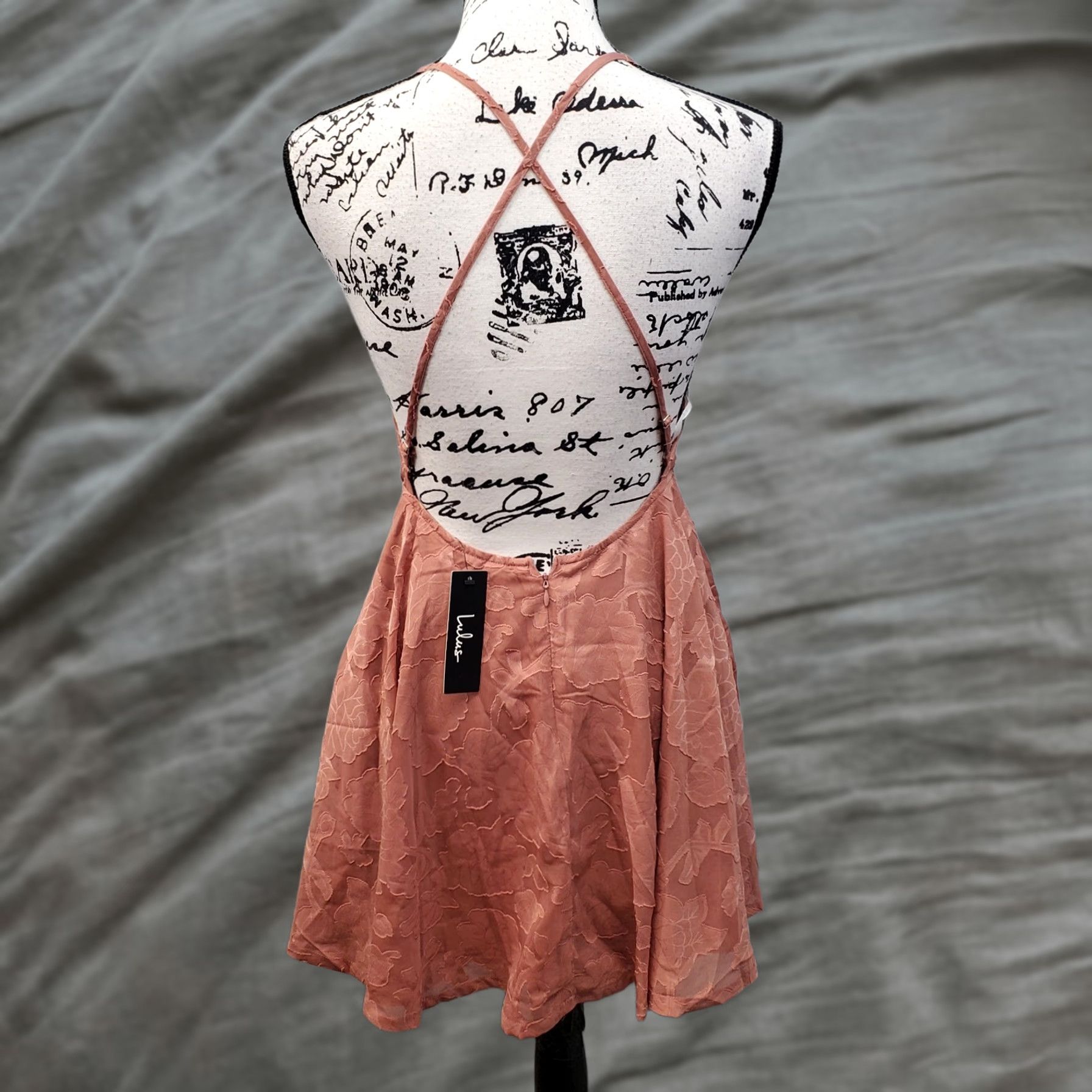 Lulus Lulus Skater Dress Womens Small Pink Burnout Floral Adjustable Strap Back Zip Dress Size S / US 4 / IT 40 - 1 Thumbnail