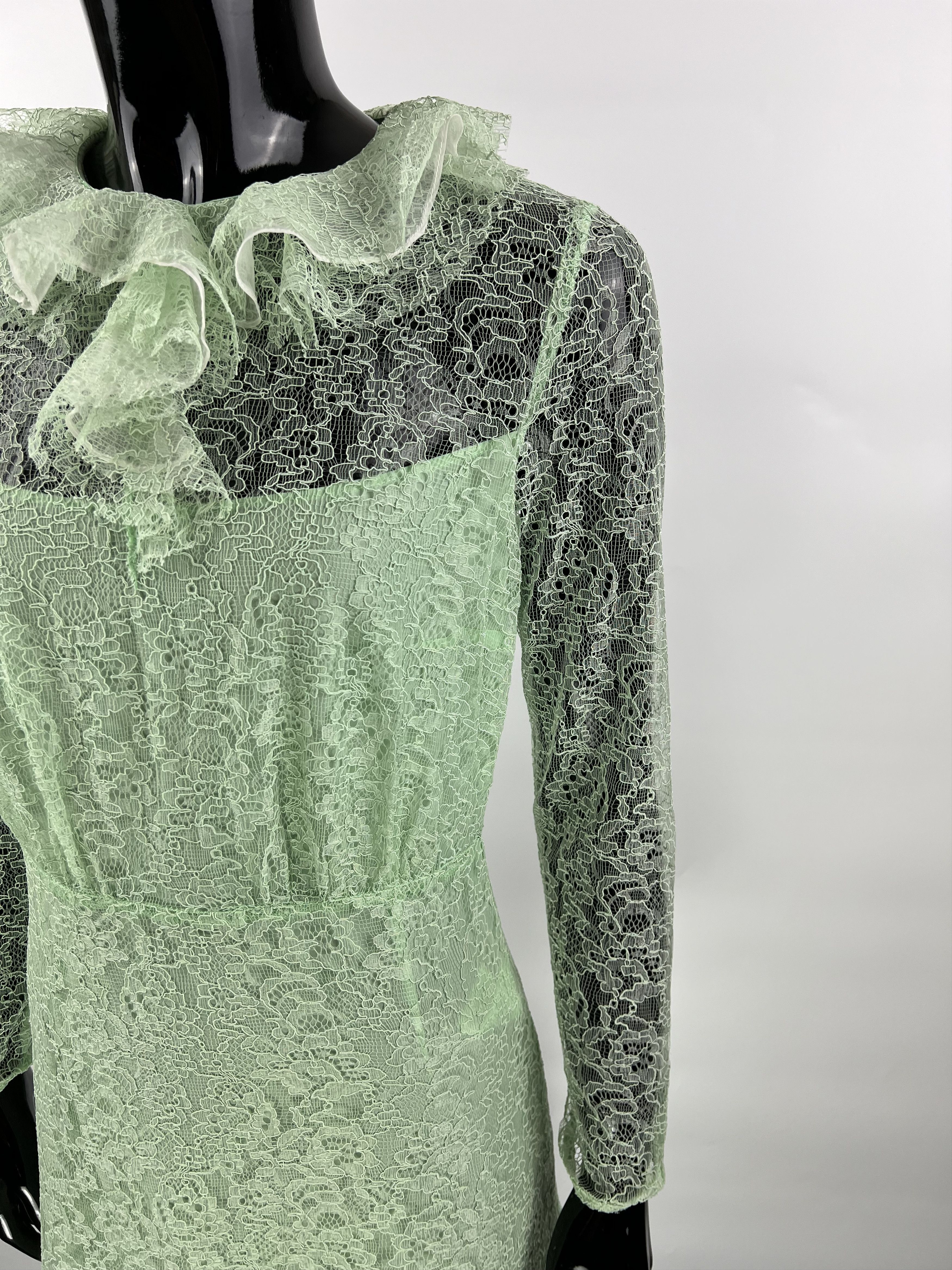 Sandro Sandro Mint Guipure Lace Long Sleeve Mini Dress Size 36 Size XS / US 0-2 / IT 36-38 - 5 Thumbnail