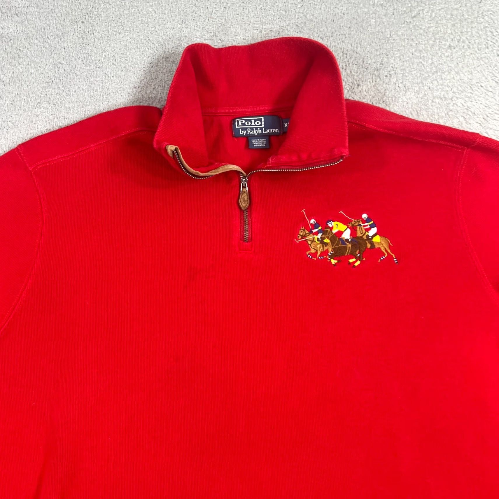 Polo Ralph Lauren VINTAGE Polo Ralph Lauren Sweater Pullover Mens 2XL Big & Tall Red Cotton Knit Casual Classic Modern Size US XXL / EU 58 / 5 - 2 Thumbnail