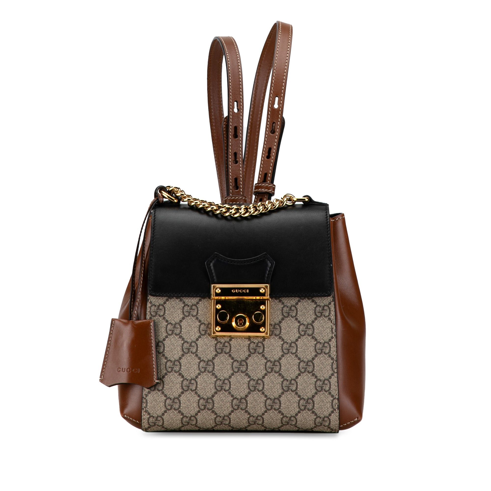 Gucci Gucci GG Supreme Padlock Backpack Brown Size ONE SIZE - 1 Thumbnail