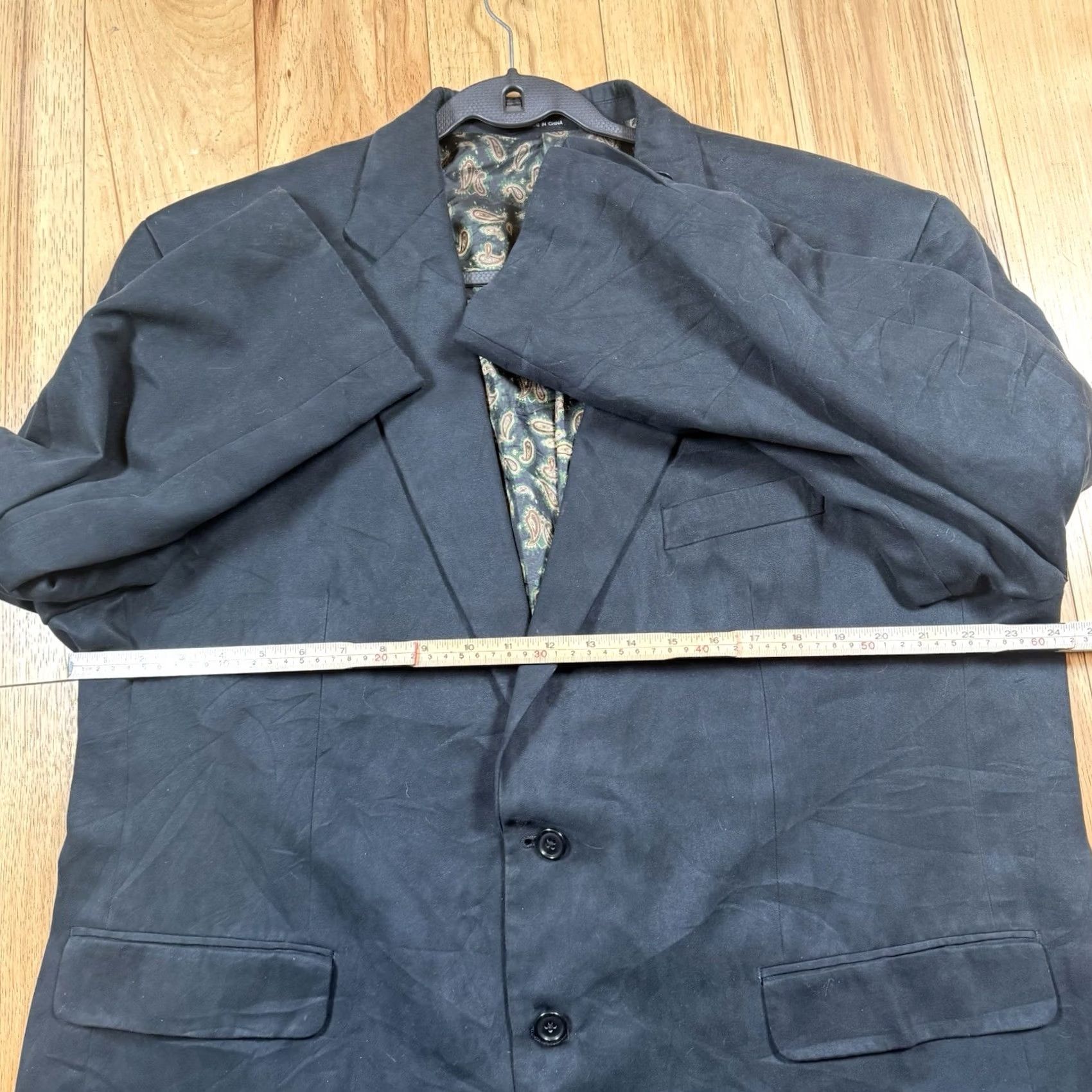 Ralph Lauren Lauren Ralph Lauren Blazer Mens 48R Black Faux Suede Paisley Lined Sport Coat Size 48R - 7 Thumbnail