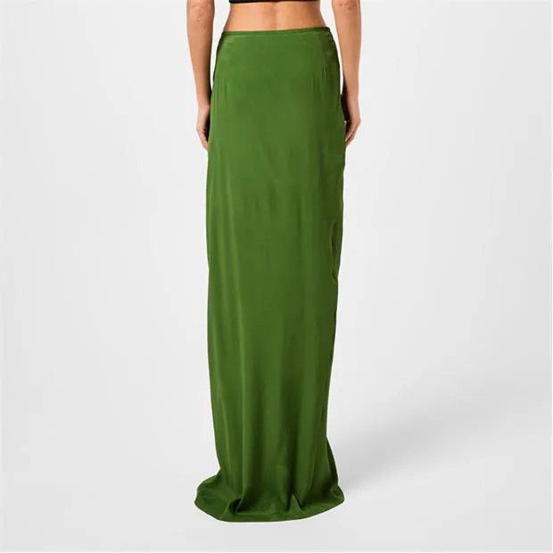Dries Van Noten o1g2r1mq1024 Silk Skirt in Green Size 27" / US 4 / IT 40 - 6 Thumbnail