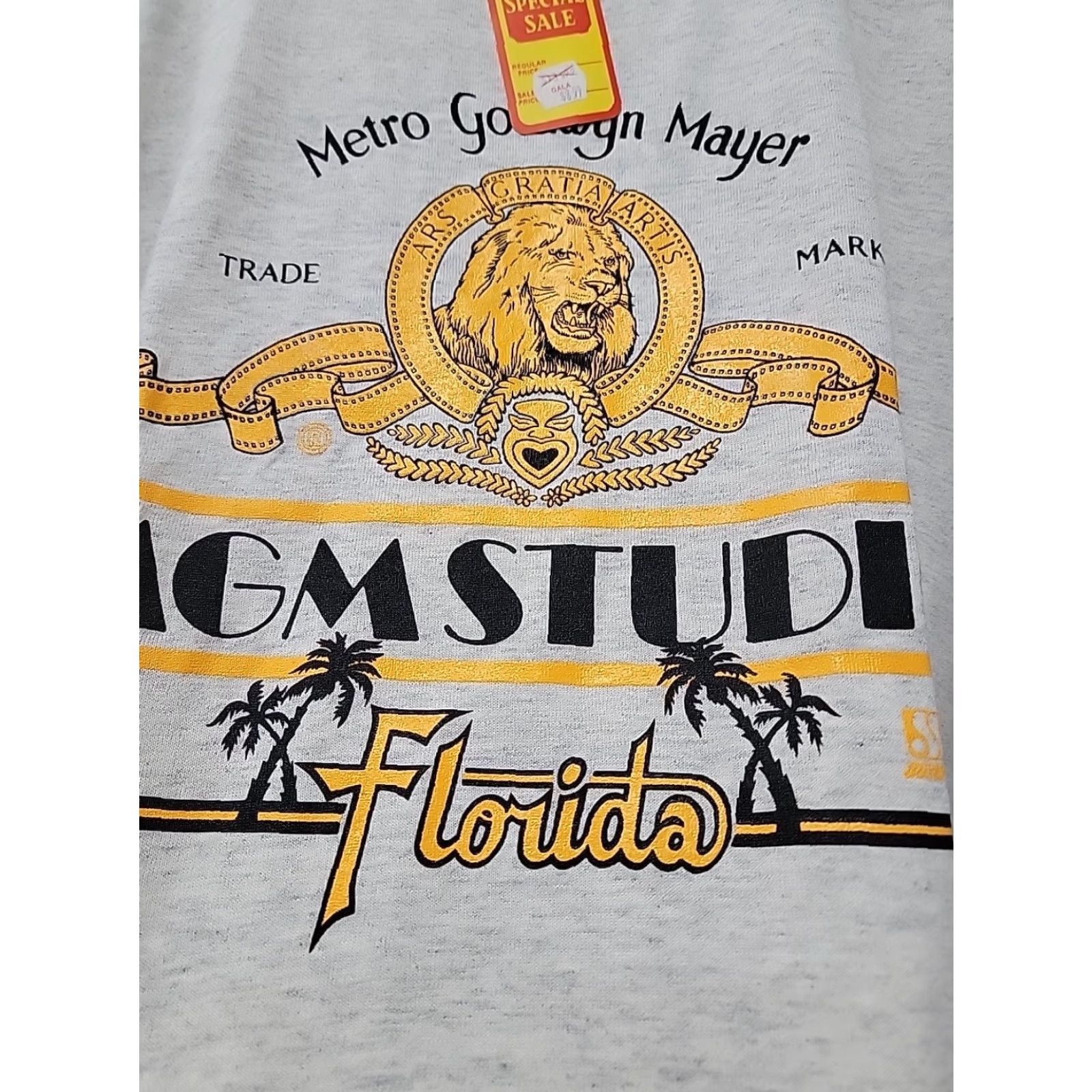 Jerzees VINTAGE MGM Studios Florida TShirt Jerzees XL Gray Short Sleeve Graphic Tee 1980s Sports Mens Size US XL / EU 56 / 4 - 4 Thumbnail