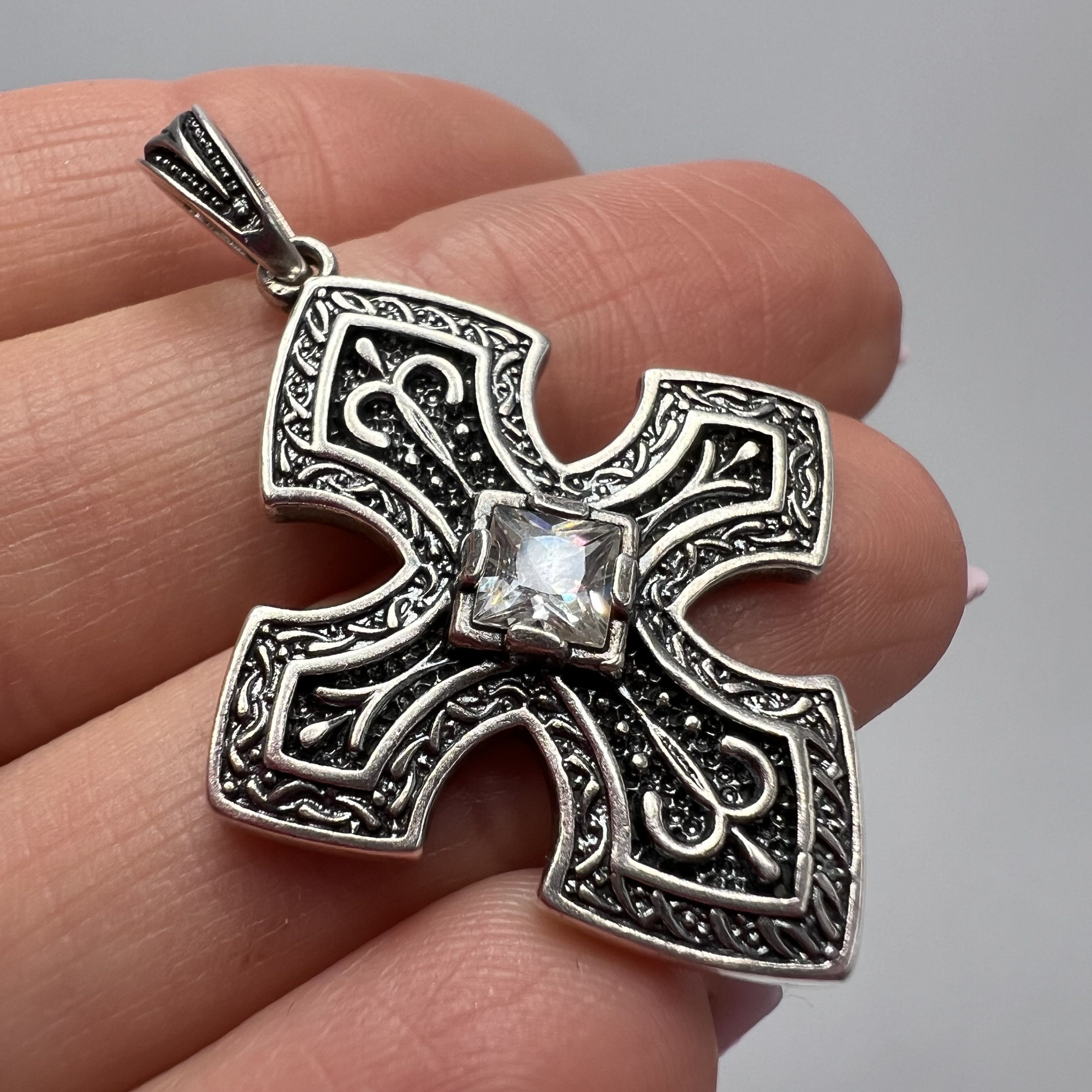 Vintage Vintage Used Pendant Cross Sterling Silver 925 6.58gr Size ONE SIZE - 1 Thumbnail