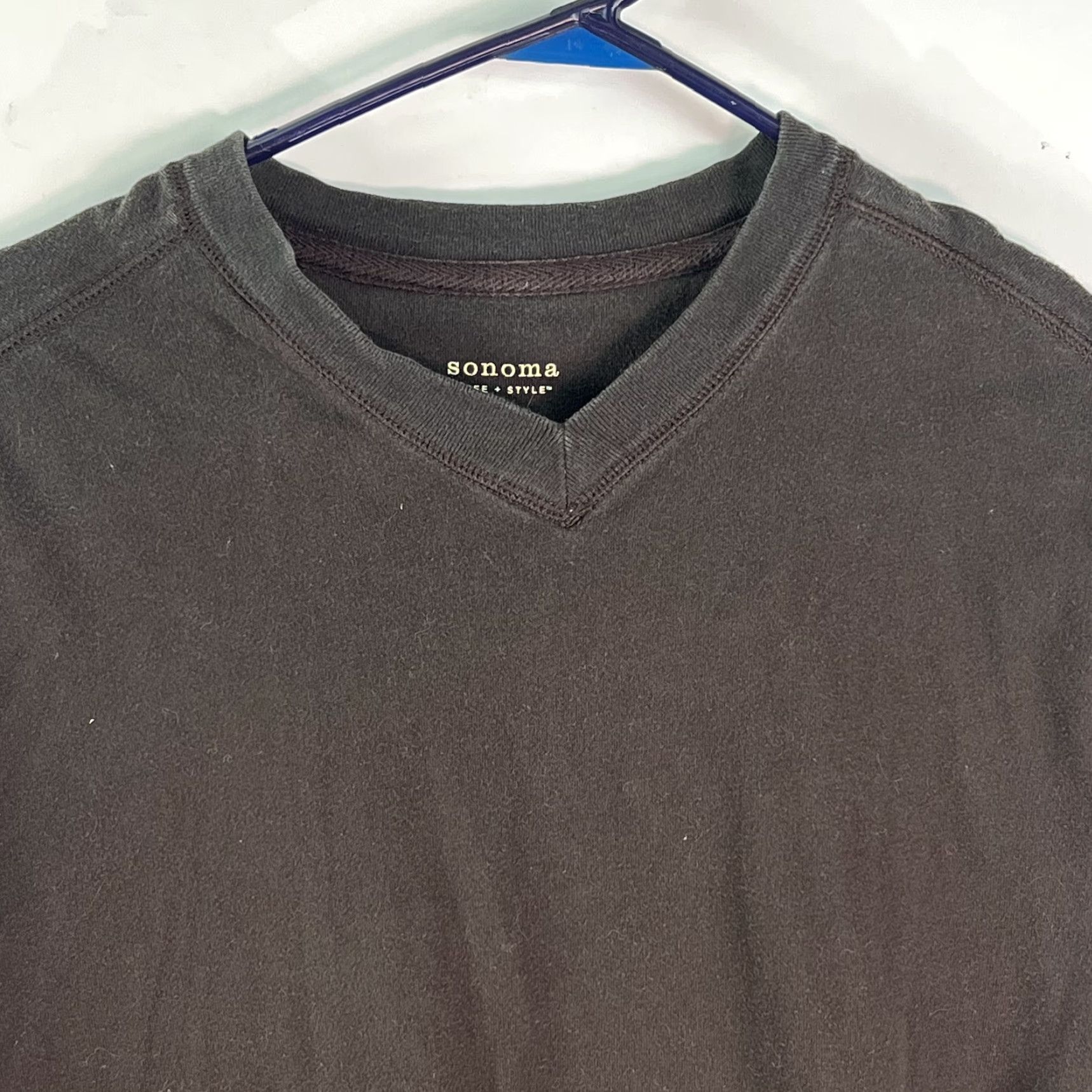 Alife Sonoma T-Shirt Women V-Neck Long Sleeve Gray Medium Pullover Casual Classic 100% Cotton Womens Size M / US 6-8 / IT 42-44 - 3 Thumbnail