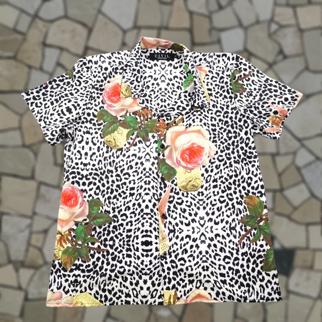 Vintage Civil Regime Shirt Mens Small White Black Leopard Print floral Camp Button Up Size US S / EU 44-46 / 1 - 1 Thumbnail