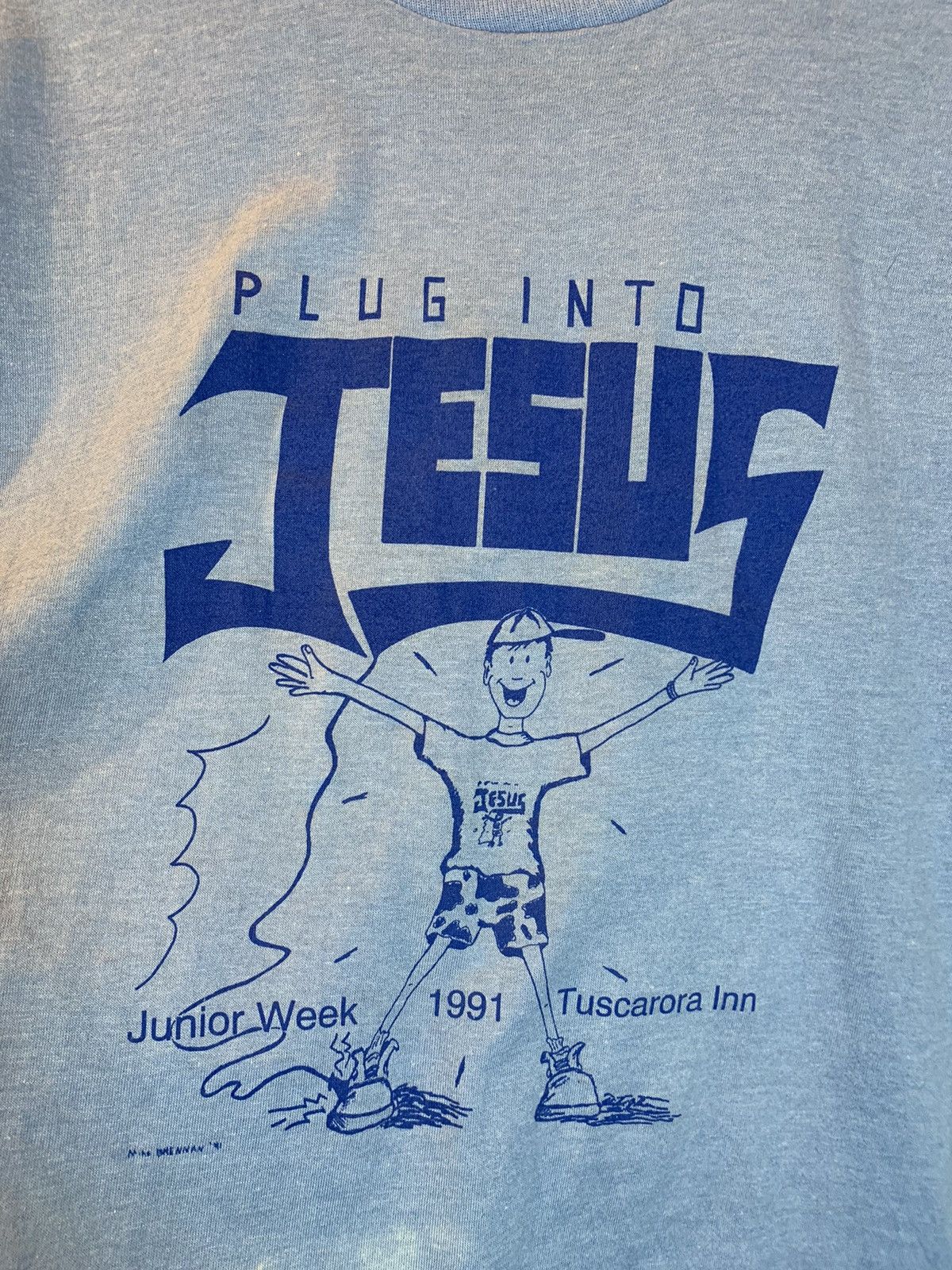 Vintage *RARE* Vintage Plug Into Jesus Christ Single Stitch T-Shirt Size US M / EU 48-50 / 2 - 2 Thumbnail