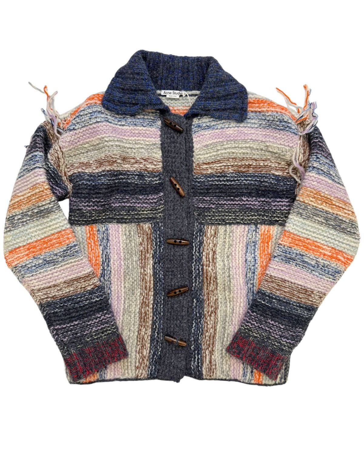 Acne Studios $1,140 Toggle Mouline Yarn Wool Stripe Cardigan Size US S / EU 44-46 / 1 - 1 Thumbnail