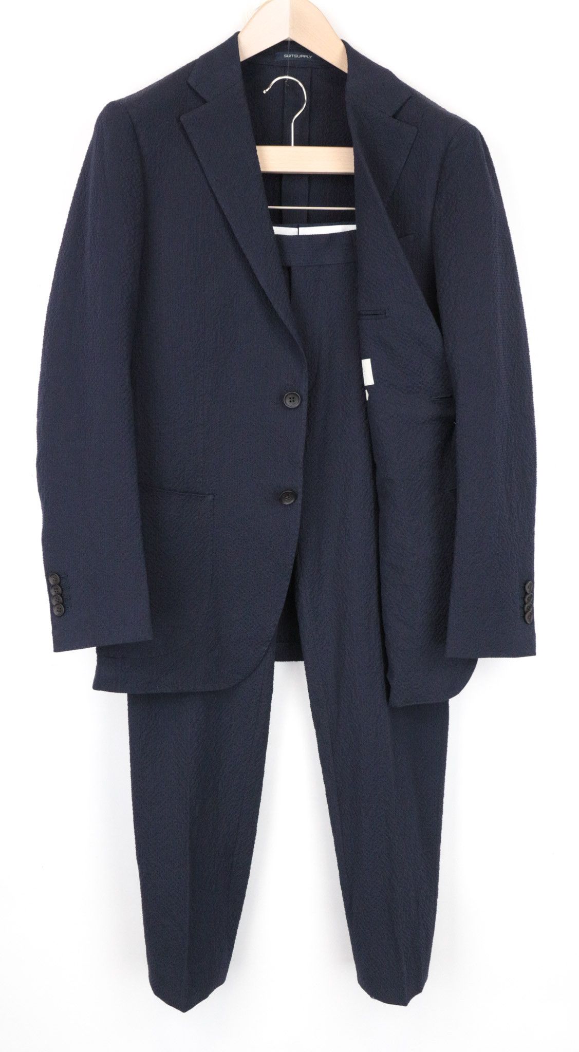 image of Suitsupply Havana Patch Uk38R Navy Slim Cotton Stretch Suit 68800 in Blue, Men's