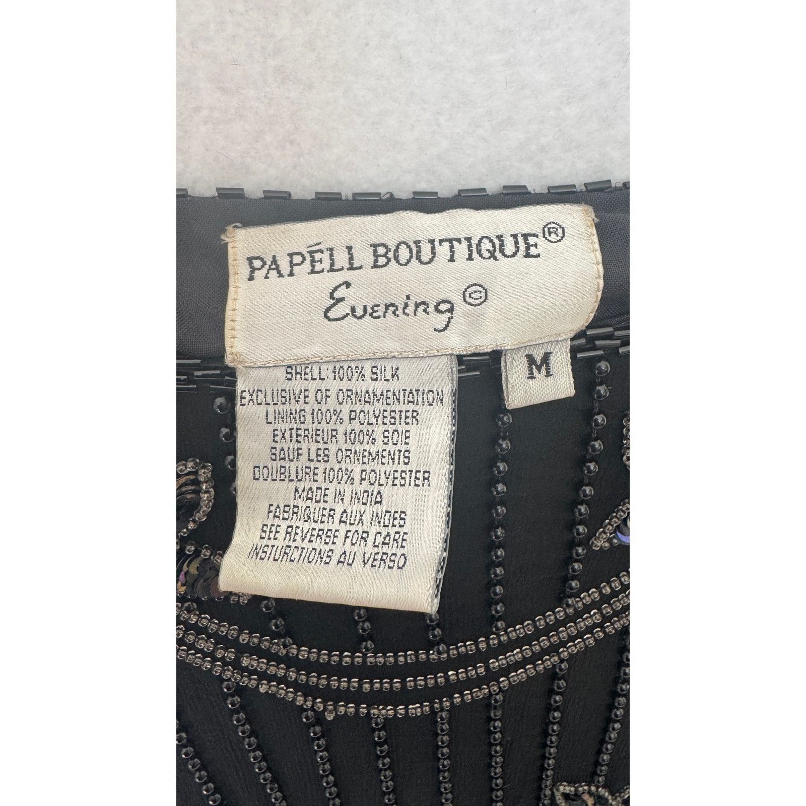 Vintage 1990s Papell Boutique Silk Beaded Sequin Top Black S/M Size S / US 4 / IT 40 - 6 Thumbnail