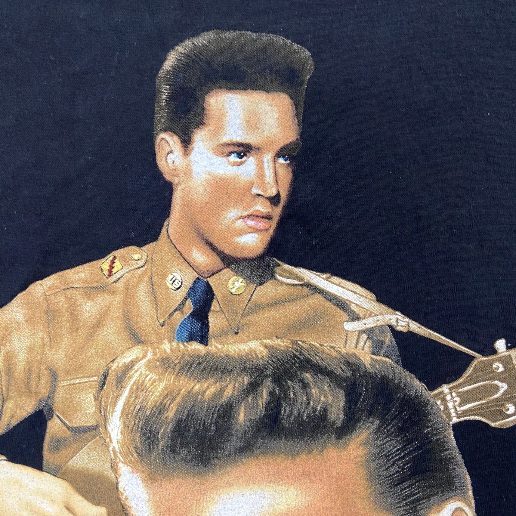 Vintage VINTAGE Elvis Presley T-Shirt Soldier Adult XL Black Rock Tee Mens XL 90s Band Military Theme Mens XL Size US XL / EU 56 / 4 - 6 Thumbnail