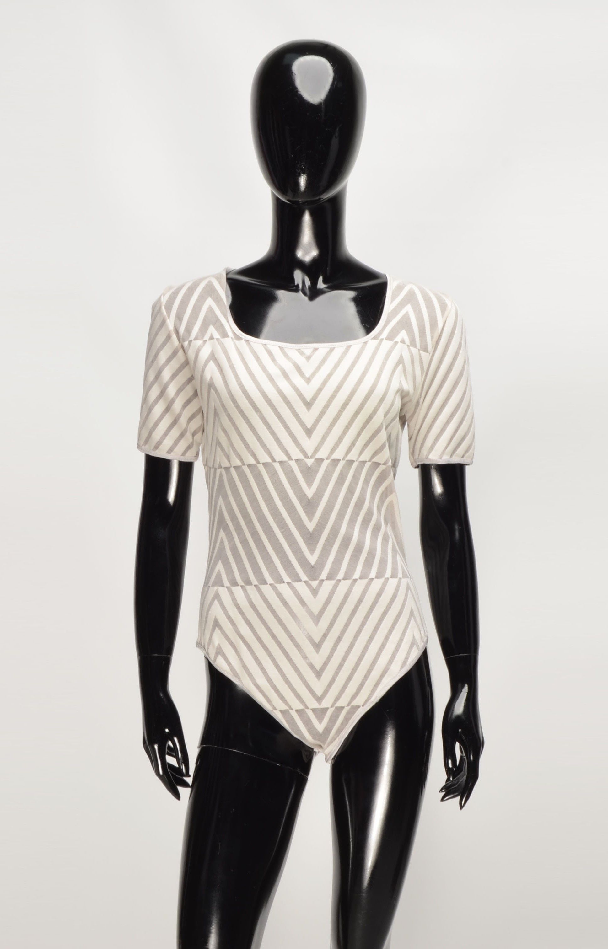 Hanro Hanro Vintage Mesh Striped Square Neck Bodysuit Size S / US 4 / IT 40 - 1 Thumbnail