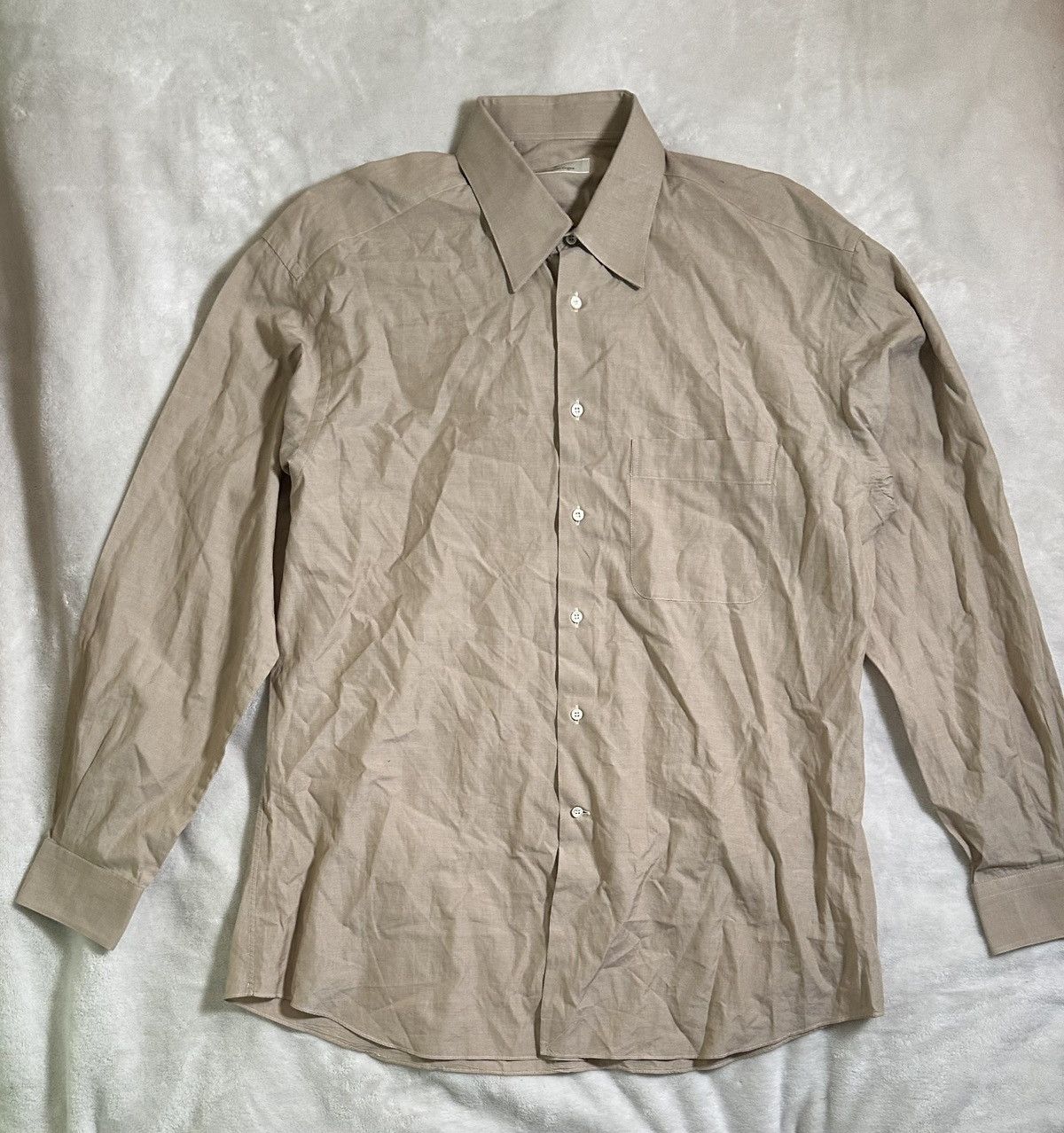 Ermenegildo Zegna Ermenegildo Zegna Beige Oxford Button-Up Size US XS / EU 42 / 0 - 1 Thumbnail