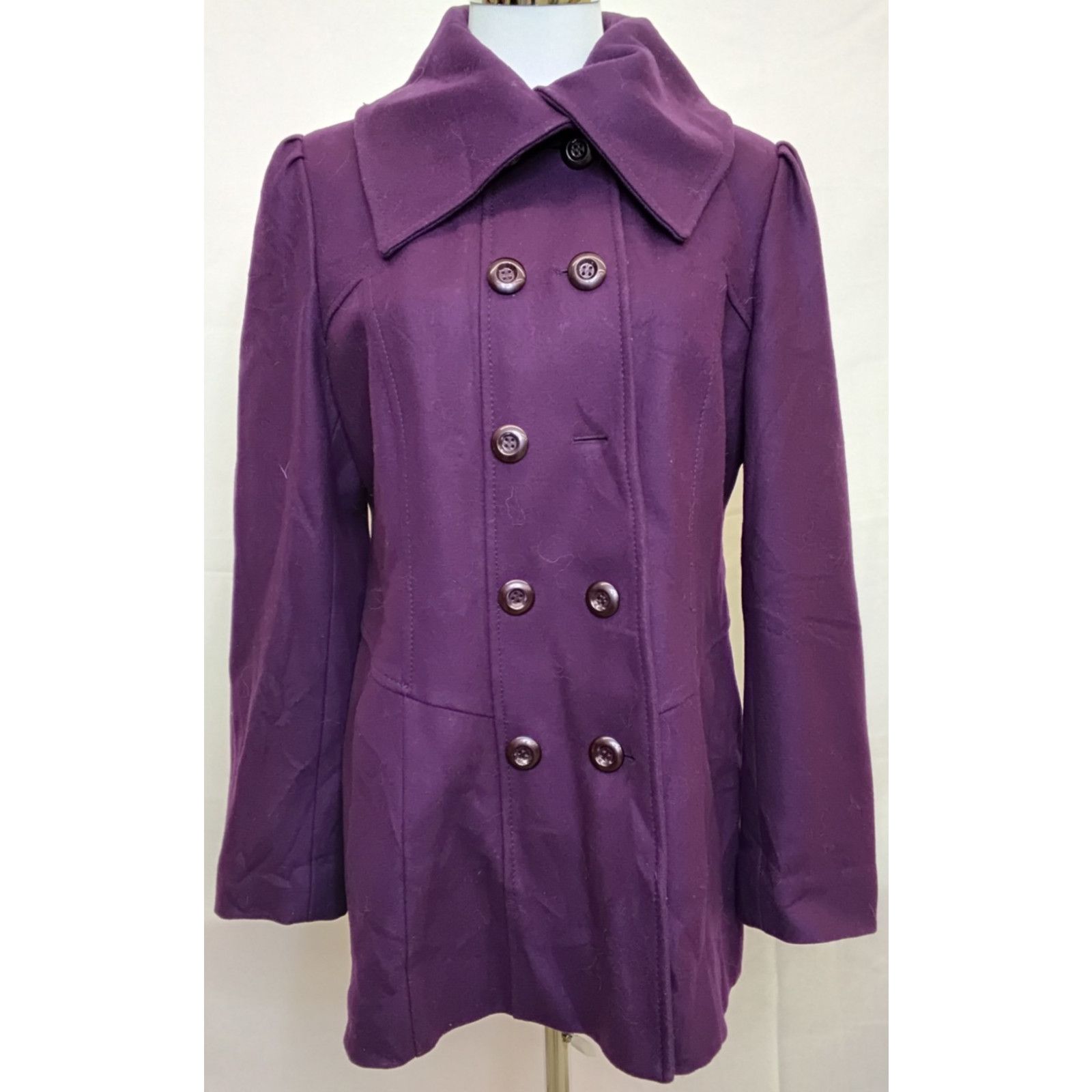Guess Guess Wool Blend Peacoat Women's Large Petite Purple Size L / US 10 / IT 46 - 2 Thumbnail
