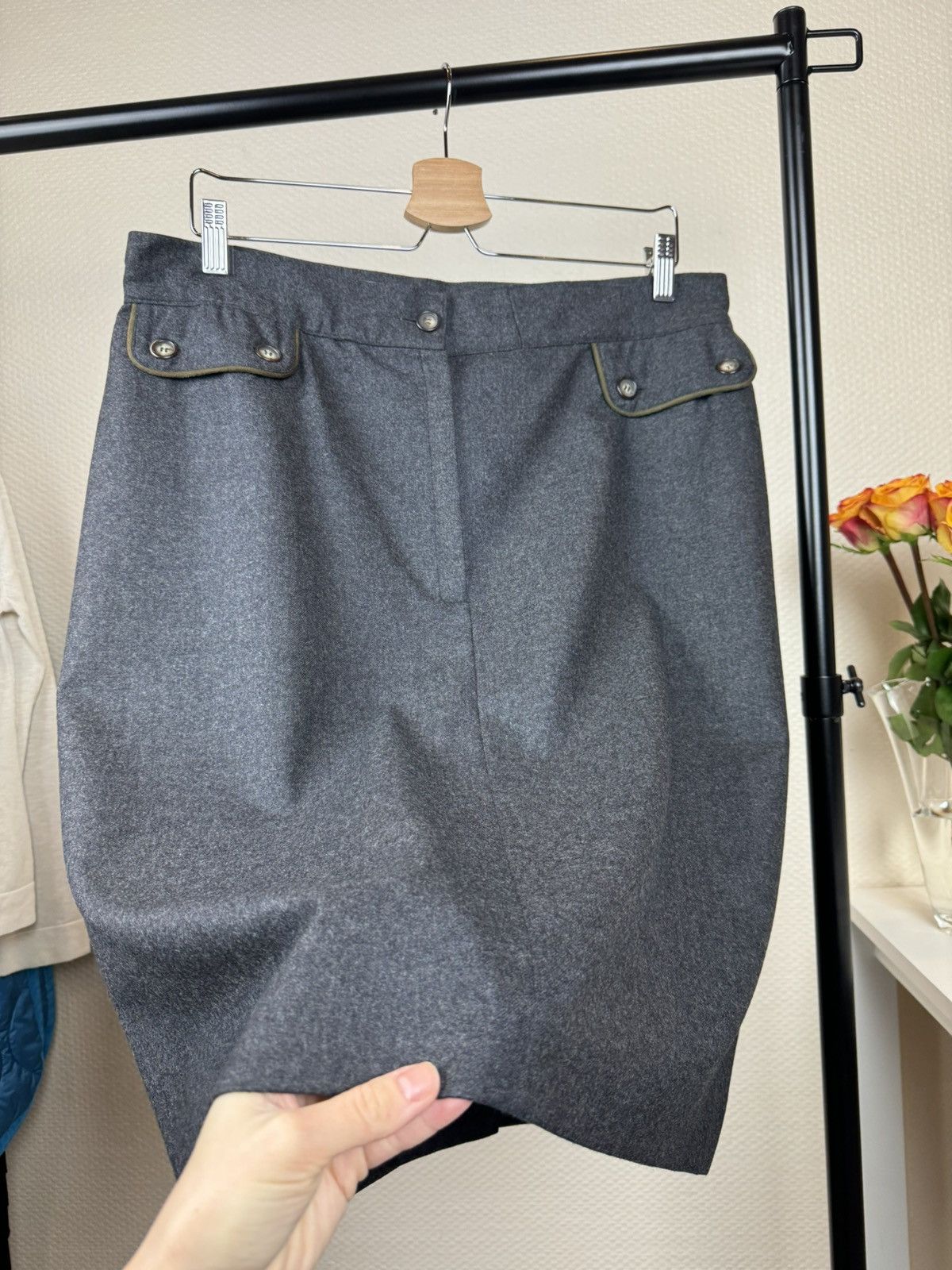 Gucci Gucci vintage wool pencil straight skirt gray anthracite L Size 34" / US 12 / IT 48 - 3 Thumbnail