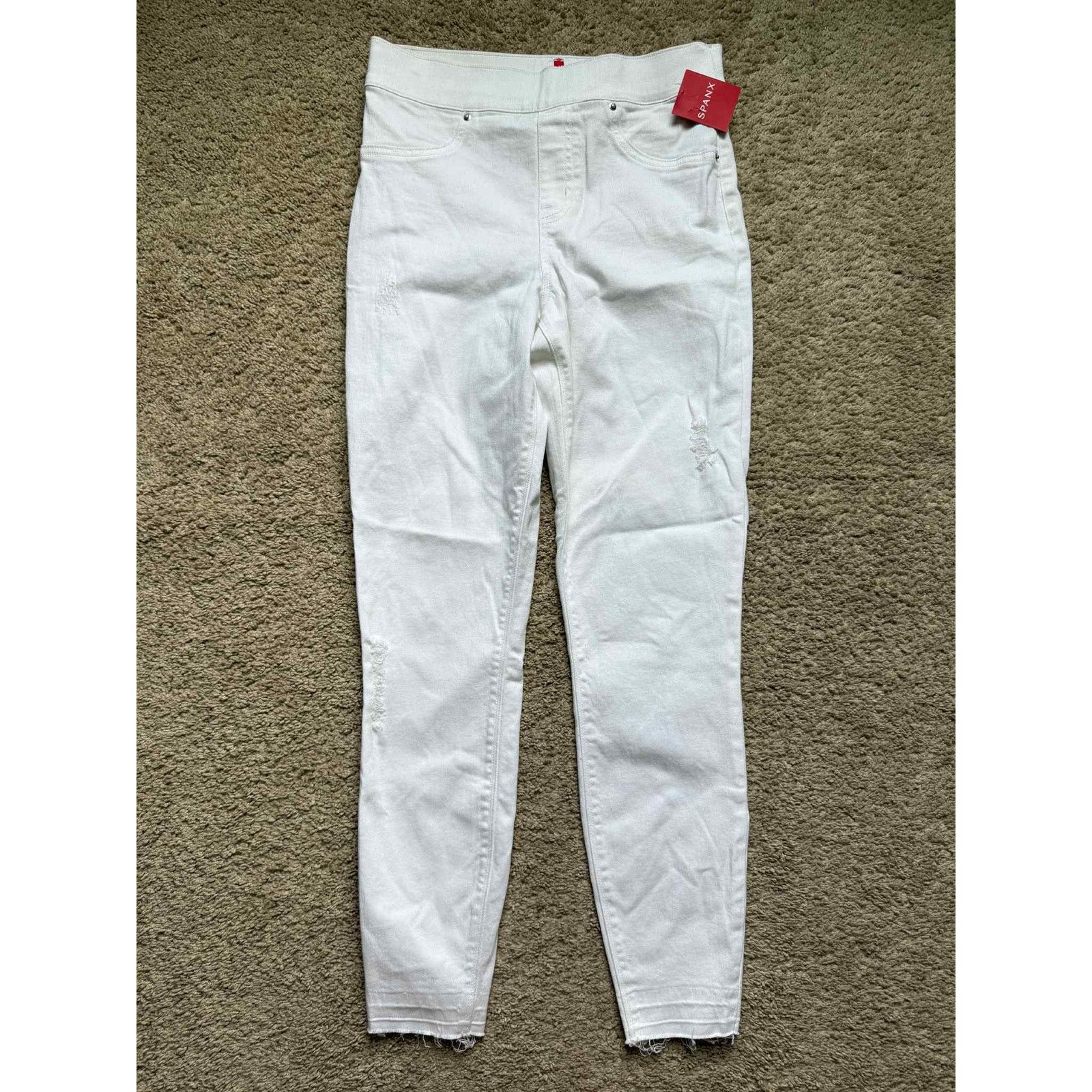 Spanx NWT Spanx High Waisted Distressed Skinny Jeans White Women S Size 27" / US 4 / IT 40 - 3 Thumbnail