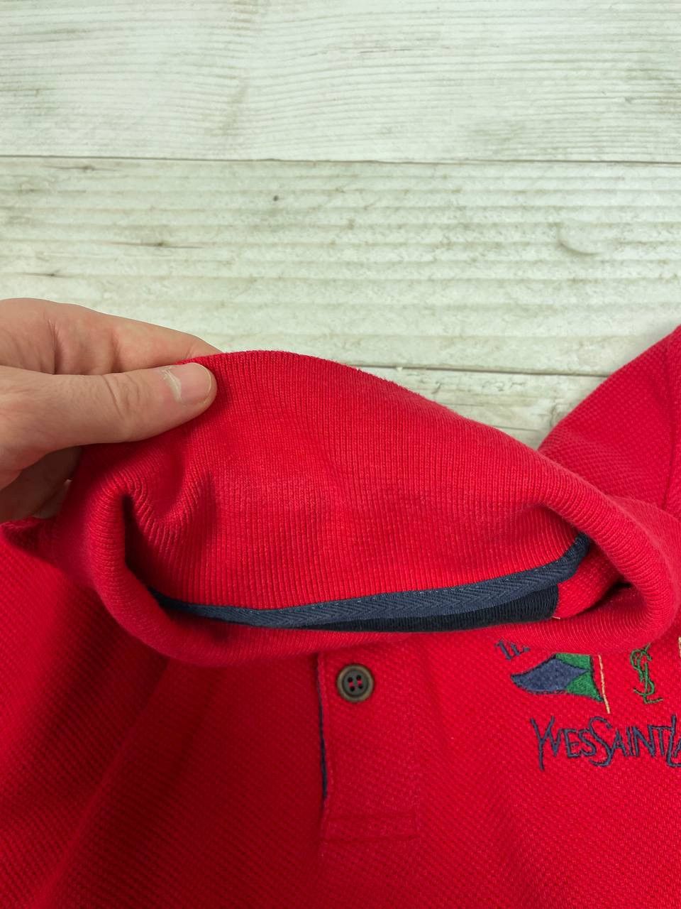 Vintage × Yves Saint Laurent Vintage Yves Saint Laurent Polo Sweatshirt Red Mini Logo Size US XXL / EU 58 / 5 - 11 Thumbnail