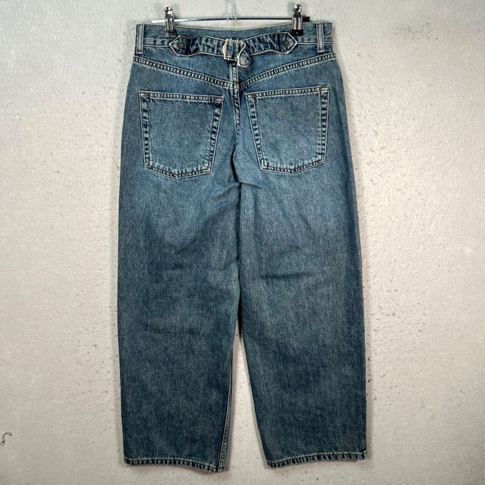 Topshop Topshop Womens Jeans Blue Denim Crop Wide-Leg 26 28 Buckle Back 5-Pocket Inseam 28 Regular Vintage No Boys Mens Womens Size 26" / US 2 / IT 38 - 2 Thumbnail