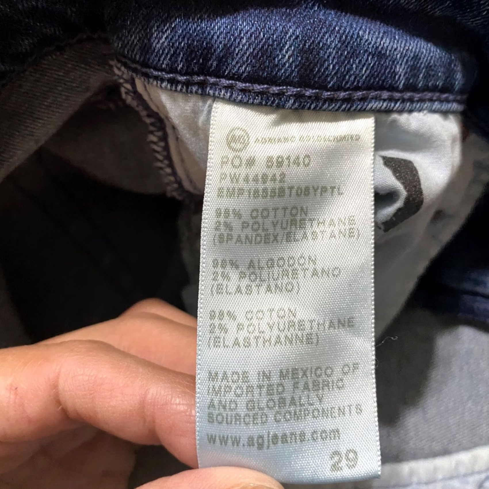 Denime AG Adriano Goldschmied Jeans Blue Denim Dark Wash Cigarette Slim 29 5-Pocket Design Size 29" - 4 Thumbnail