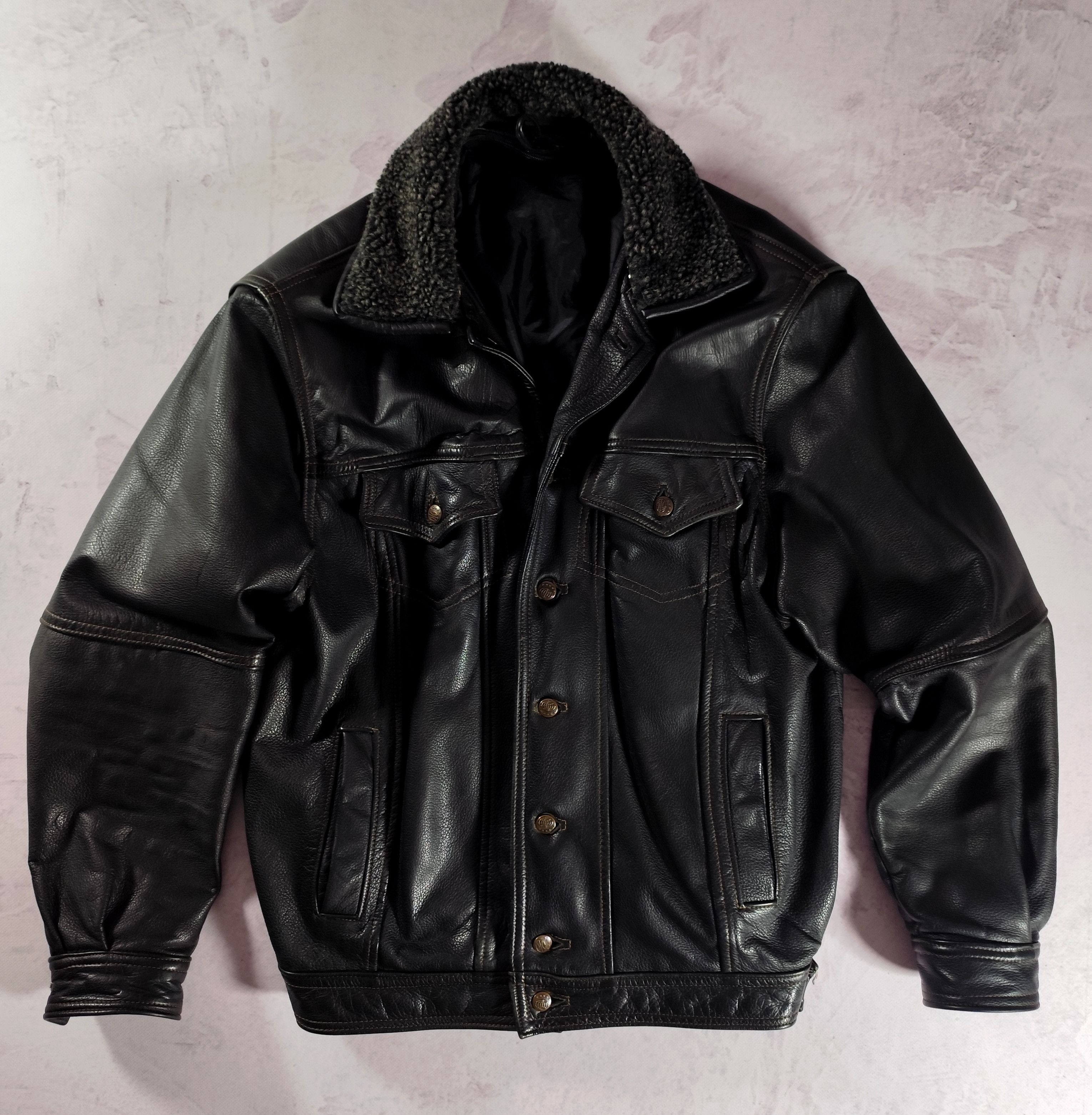 Vintage Men's Black Leather Jacket Vintage Avant-Garde Real Leather Size US XL / EU 56 / 4 - 2 Thumbnail