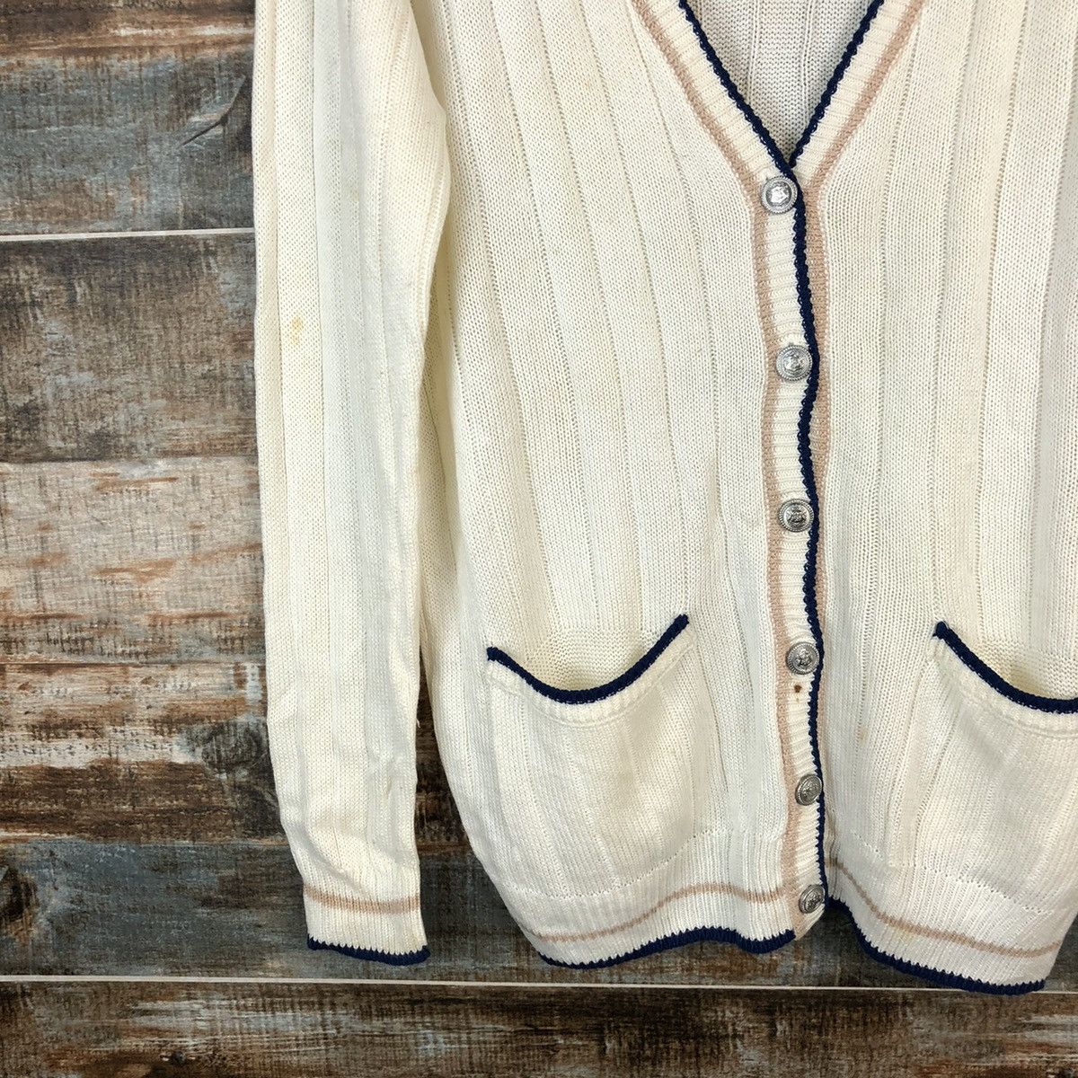 Japanese Brand Cinema Club White Cardigan Knitwear #A1625 Size US L / EU 52-54 / 3 - 7 Thumbnail