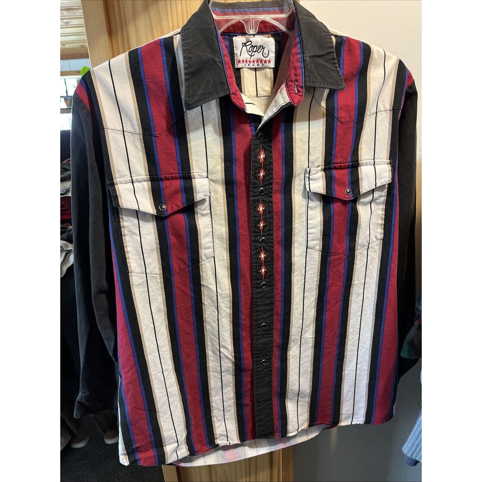 Roper Roper Sport VTG Men’s L Red Striped Pearl Snap Western Shirt Size US L / EU 52-54 / 3 - 11 Thumbnail