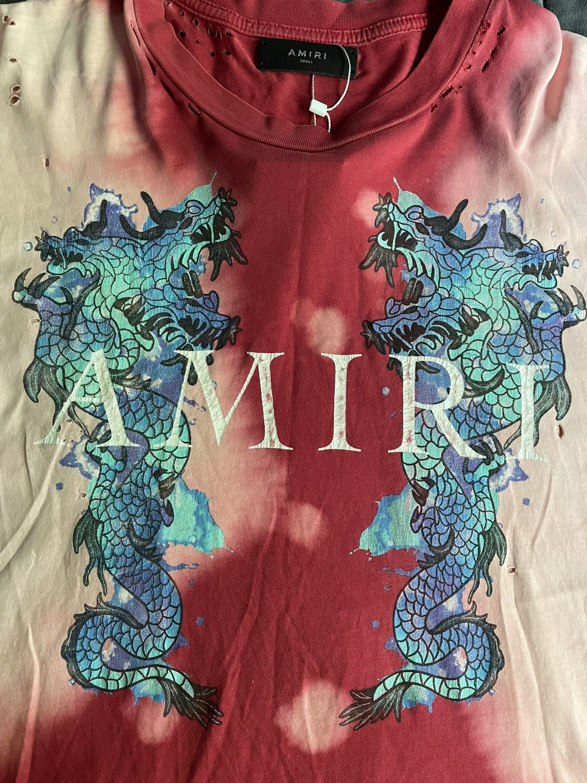 Amiri Amiri Oversized Tie Dye Dragon Distressed T Shirt Size US S / EU 44-46 / 1 - 2 Thumbnail