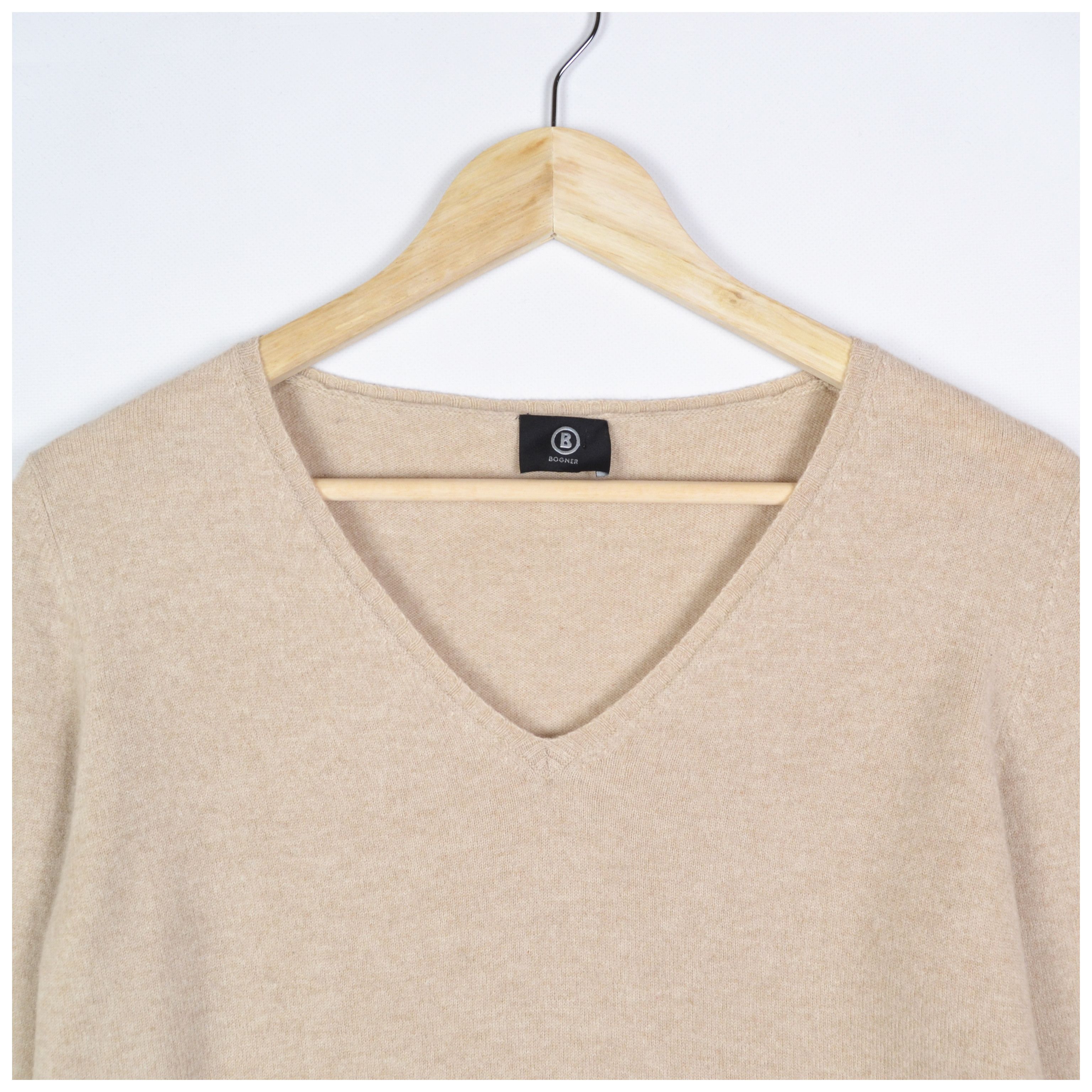 Bogner Bogner Cashmere Sweater Beige V-Neck Women's Size US12 Size XL / US 12-14 / IT 48-50 - 6 Thumbnail