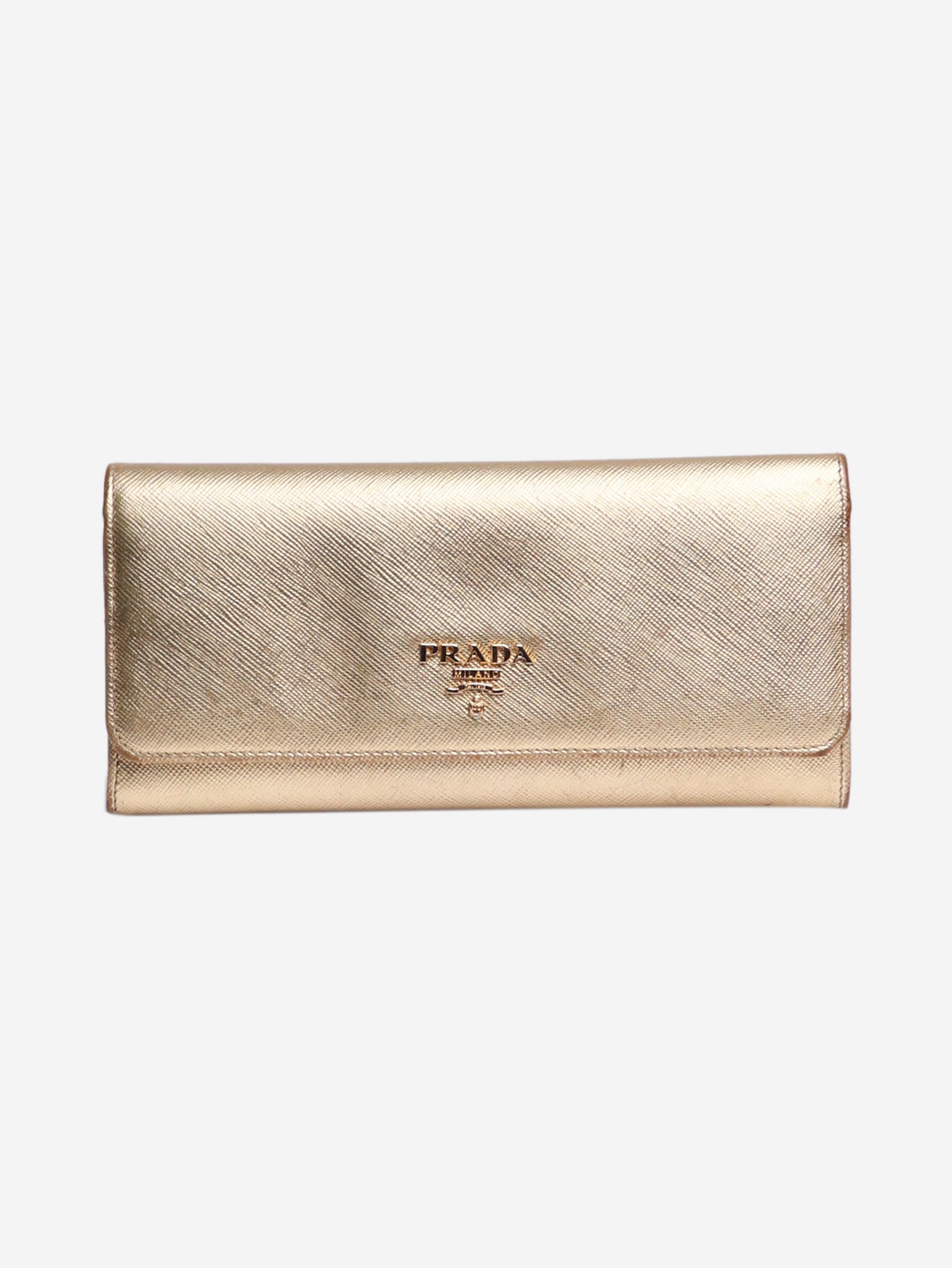 Gold Saffiano leather purse