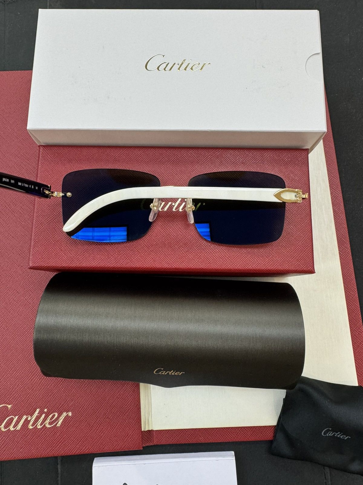 Cartier Cartier White Buffalo Horn Glasses C Decor White Buffs Size ONE SIZE - 2 Thumbnail