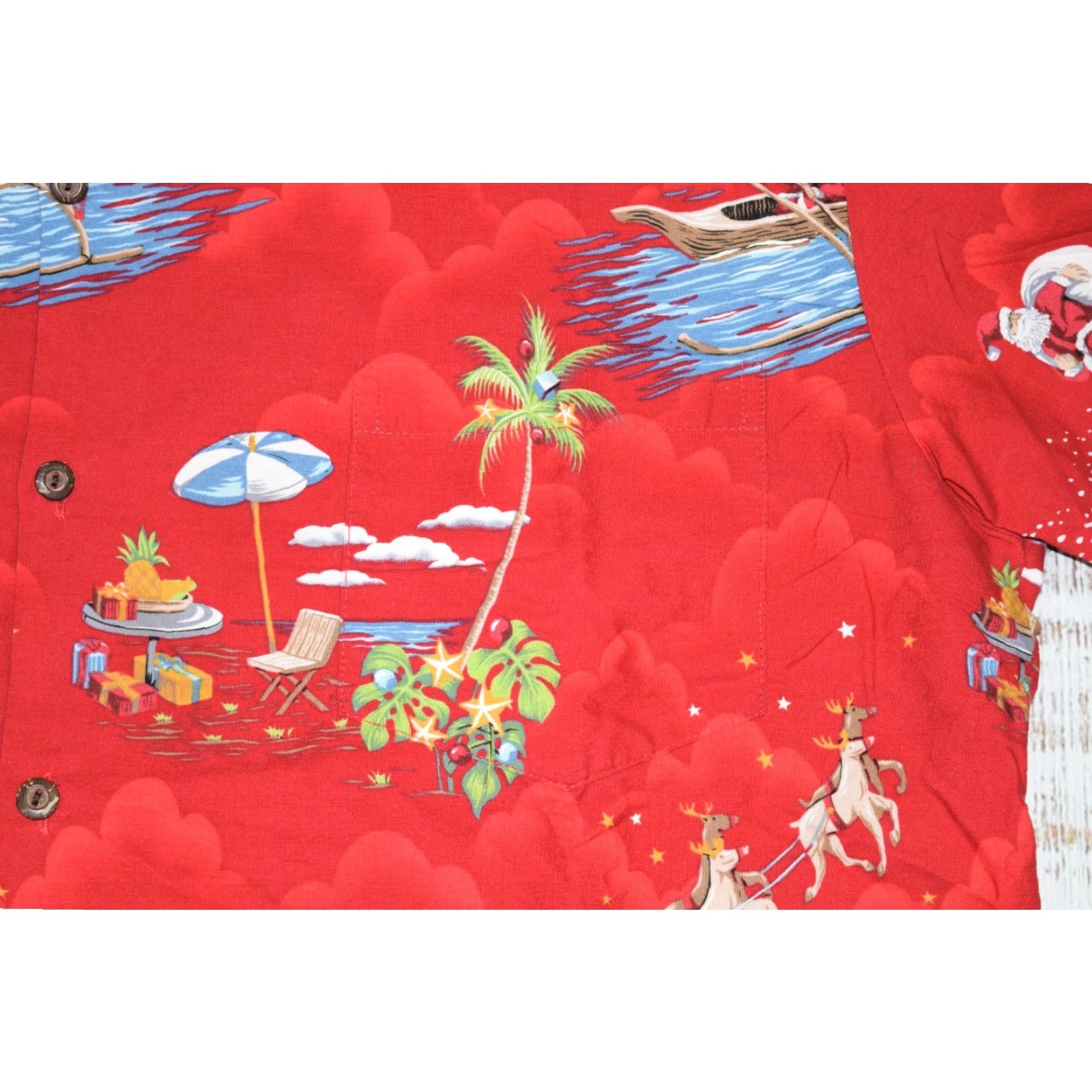 Vintage VINTAGE Pacific Legend Apparel Hawaiian Santa Holiday Button-Up Shirt 2XL Red Floral Short Sleeve Mens Size US XXL / EU 58 / 5 - 2 Thumbnail
