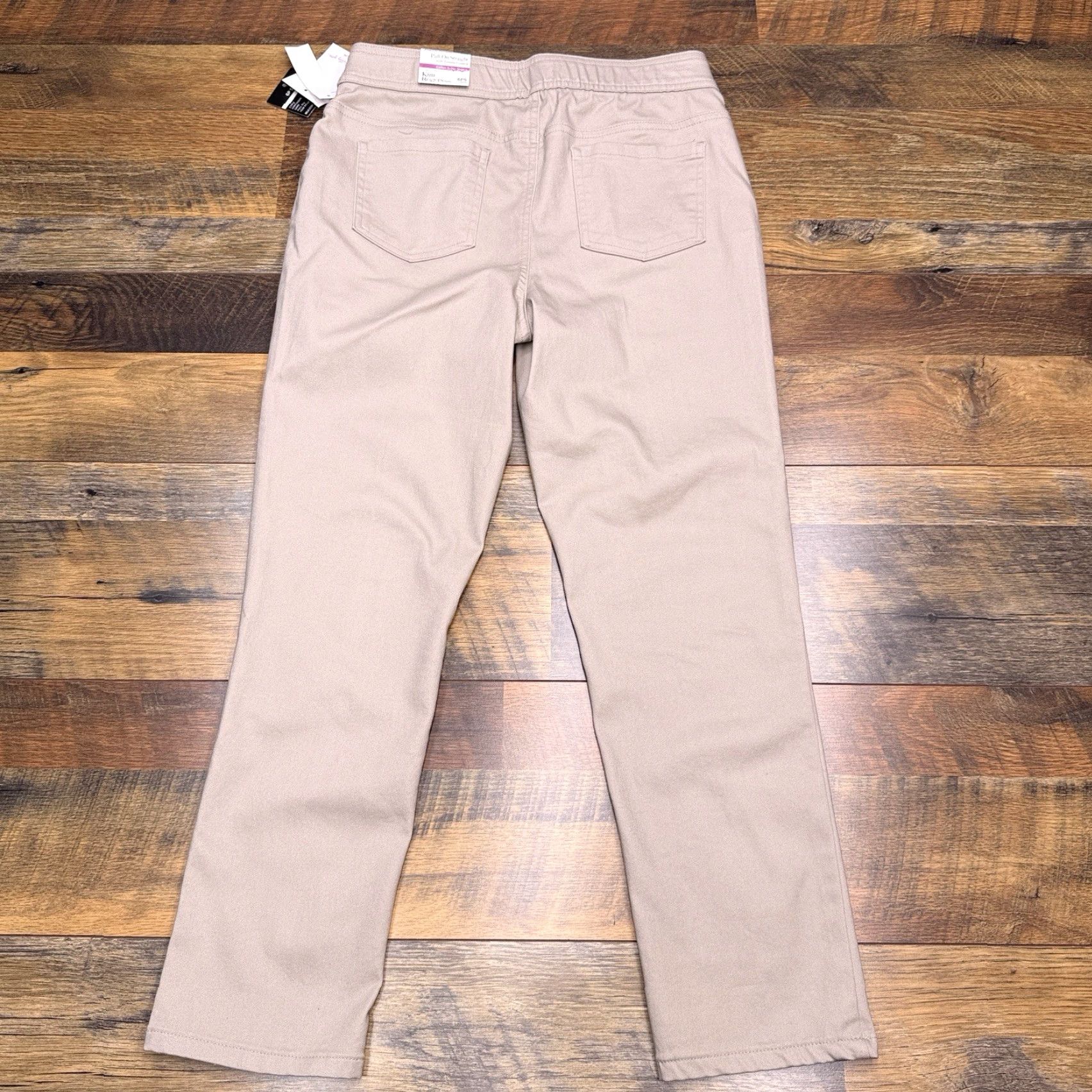 Vintage Kim Rogers Pants Straight Womens 6PS Pull On Stretch Satin Cotton Blend 24.5 Inseam Casual Chino Tummy Control Size 28" / US 6 / IT 42 - 2 Thumbnail