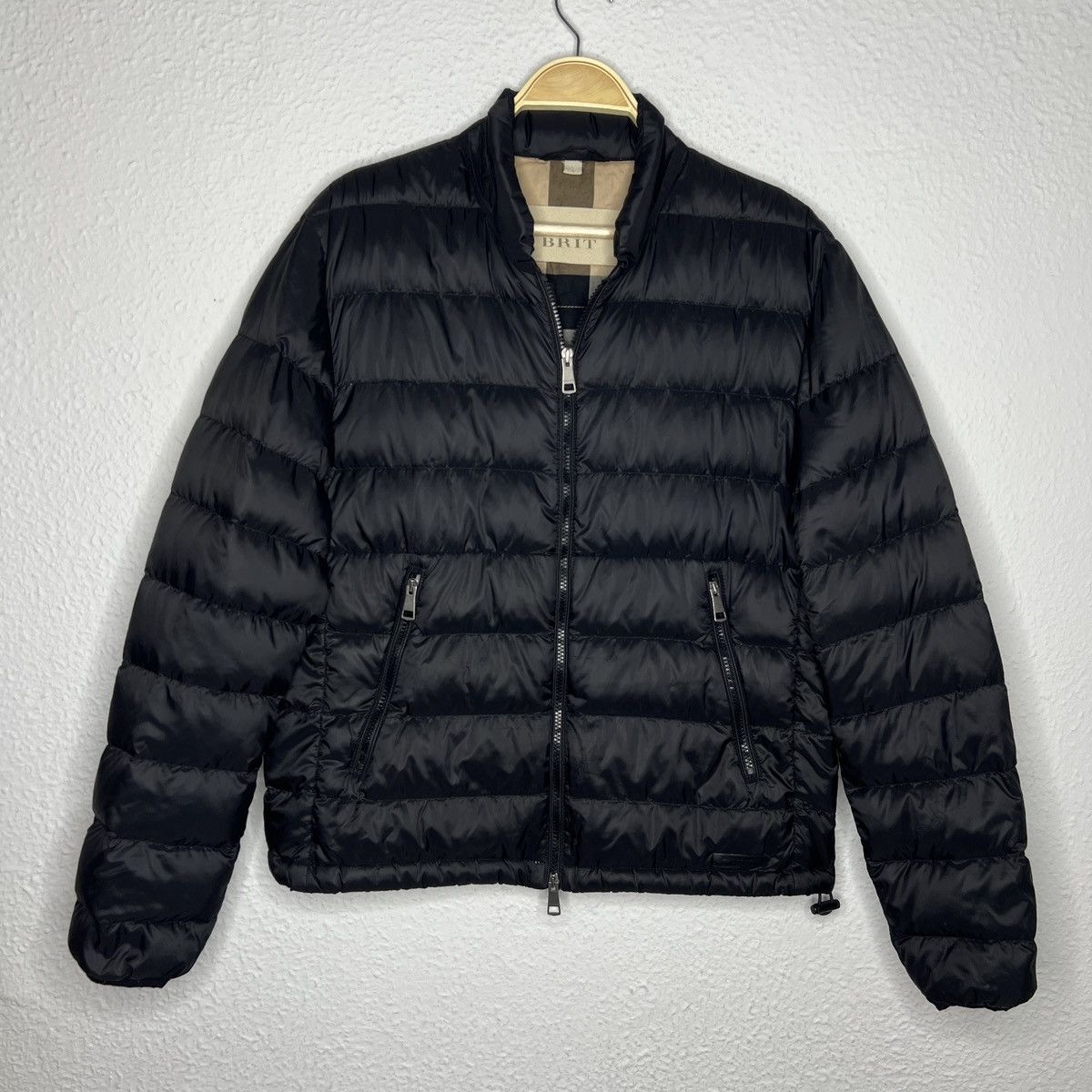 image of Burberry Brit Puffer Goose Down Jacket Black Nova Check, Men's (Size Large)