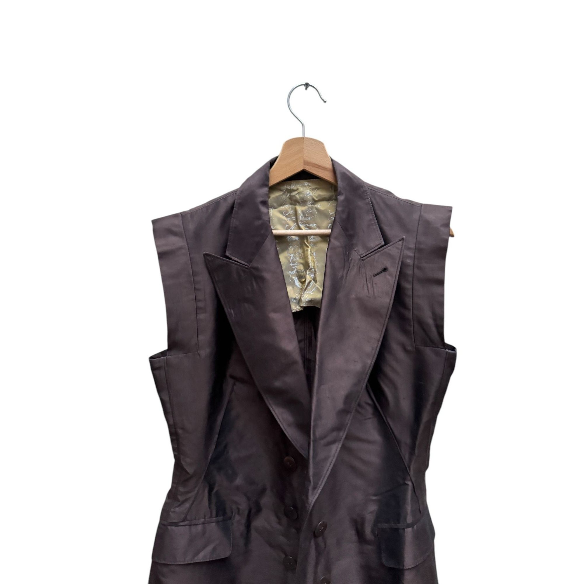 Jean Paul Gaultier Vintage Bronze Sleeveless Blazer Jacket Size M / US 6-8 / IT 42-44 - 4 Thumbnail