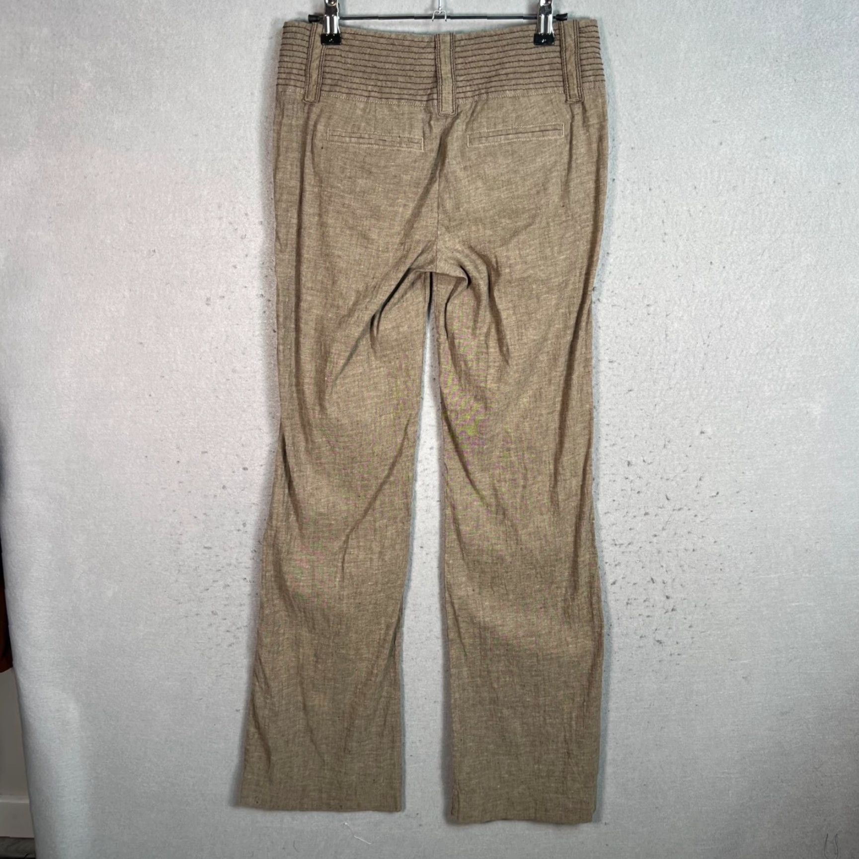 Vintage Candies Beige Linen Blend Trousers Womens Size 3 High Waist Flare Leg Pants Size ONE SIZE - 2 Thumbnail