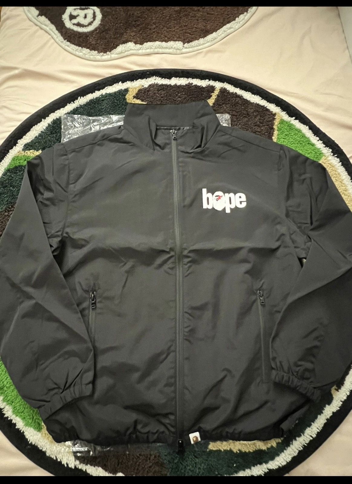 image of Bape Windbreaker Jacket Black , Men's (Size 2XL)