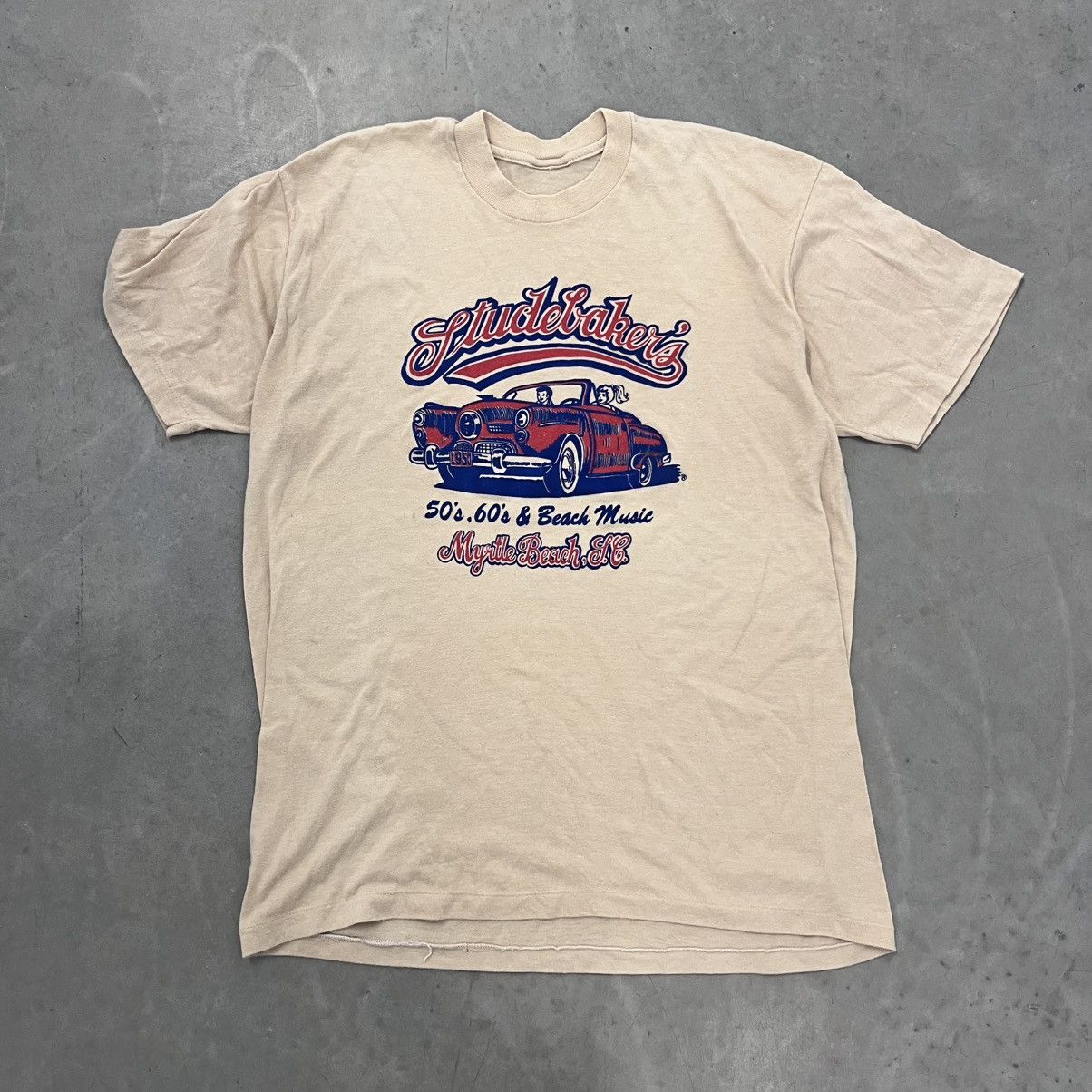 Vintage CRAZY Vintage 1980s Myrtle Beach Music Radio 50's XL Beige Size US XL / EU 56 / 4 - 2 Thumbnail