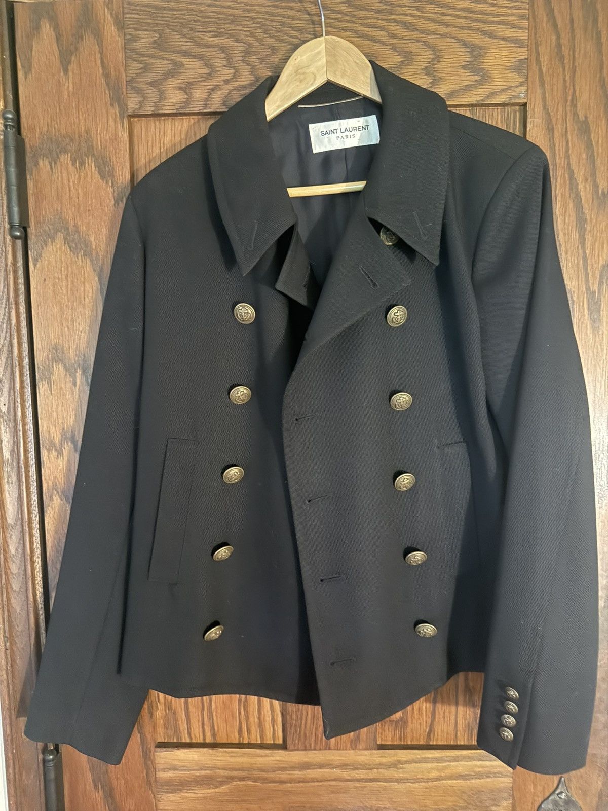 Pre-owned Saint Laurent Beautiful Peacoat In Blue