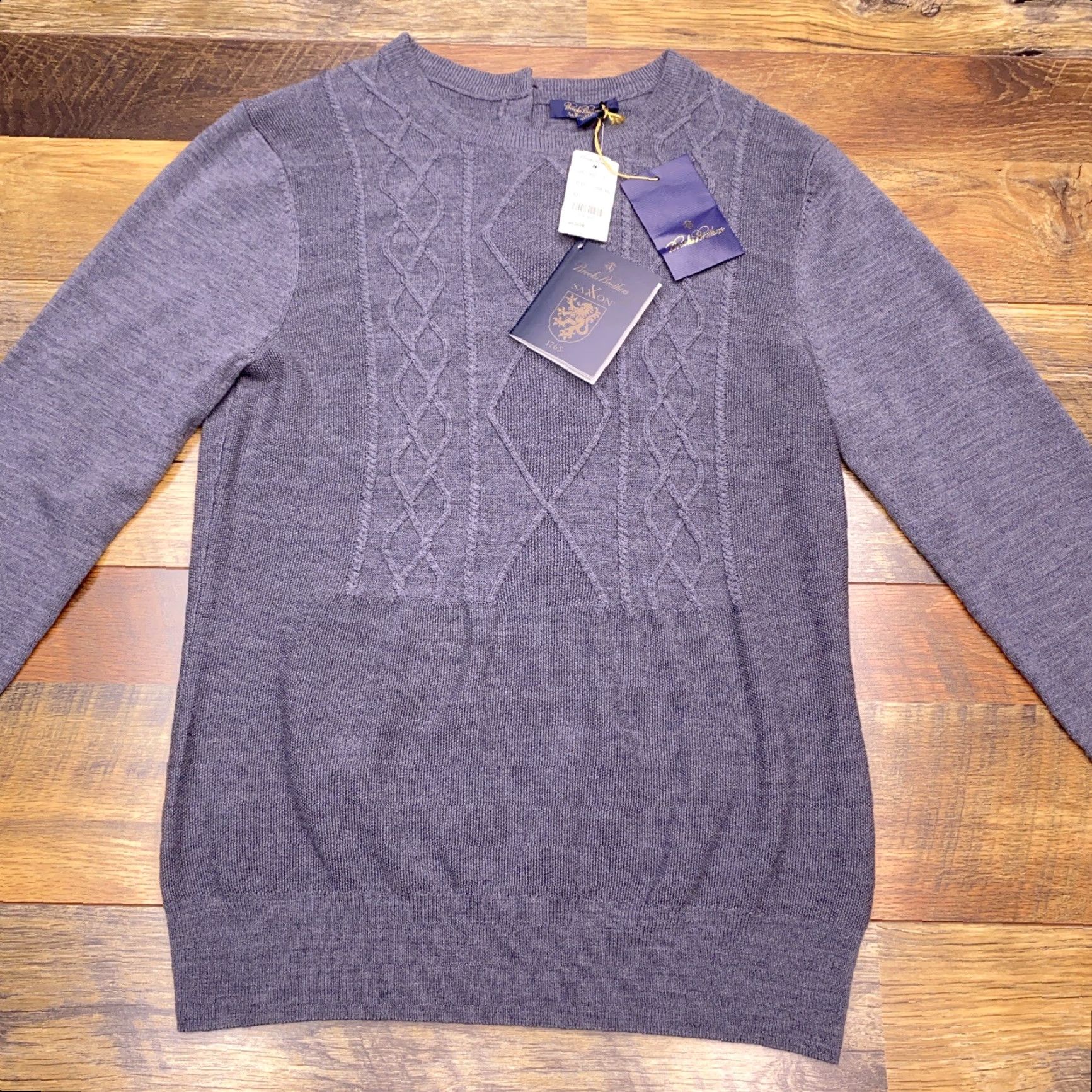 Brooks Brothers Brooks Brothers Sweater Womens Medium Gray Cable Knit Wool Pullover Crew Neck Workwear Casual Regular Buttons Winter Fall Spring Designer NWT Size M / US 6-8 / IT 42-44 - 3 Thumbnail