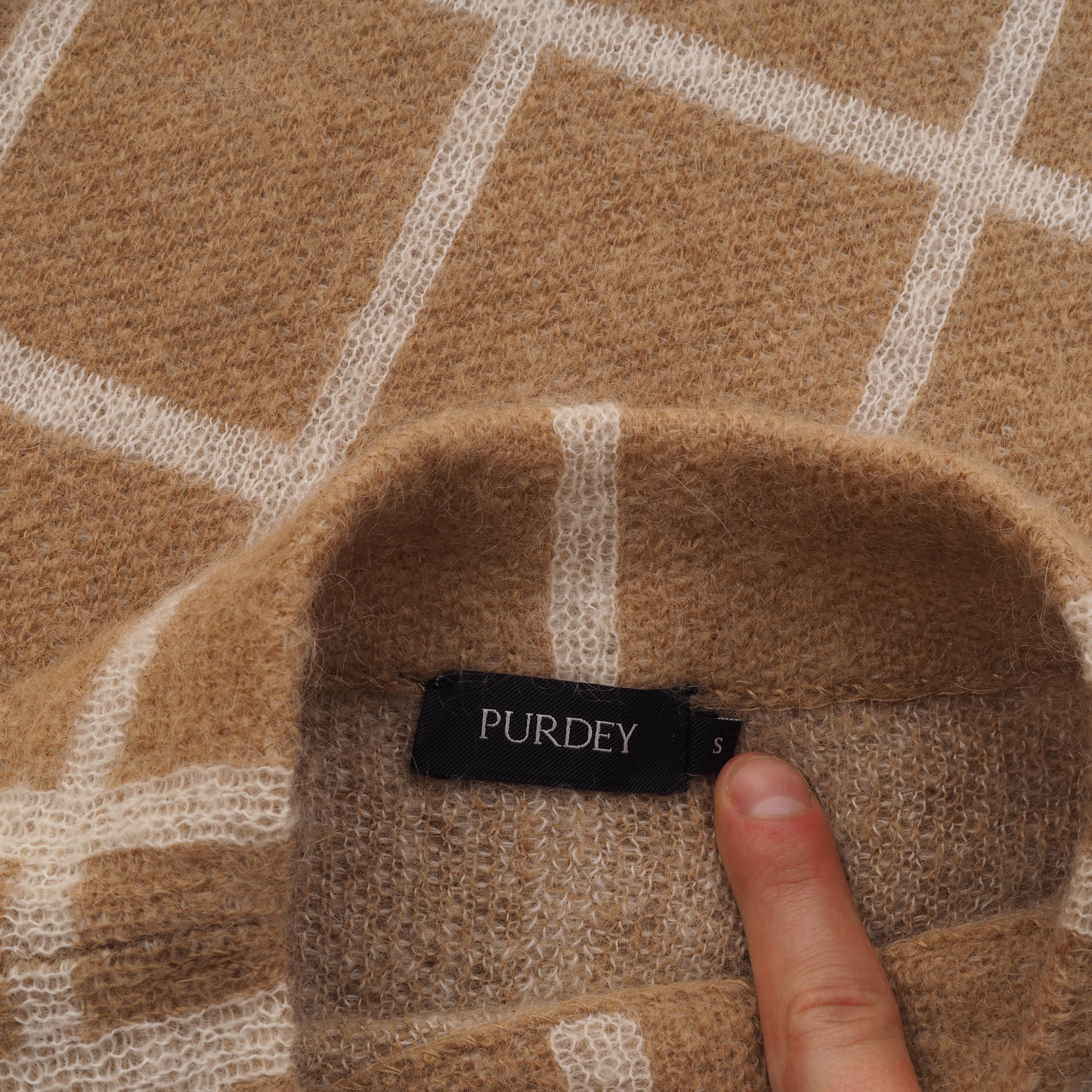 Purdey Purdey Women's Beige Plaid Mohair Knit Sweater Jumper Size S / US 4 / IT 40 - 5 Thumbnail
