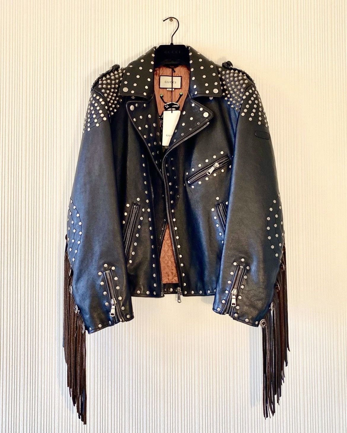 Gucci Gucci Studded Leather Biker Jacket with Fringe Size US M / EU 48-50 / 2 - 1 Thumbnail