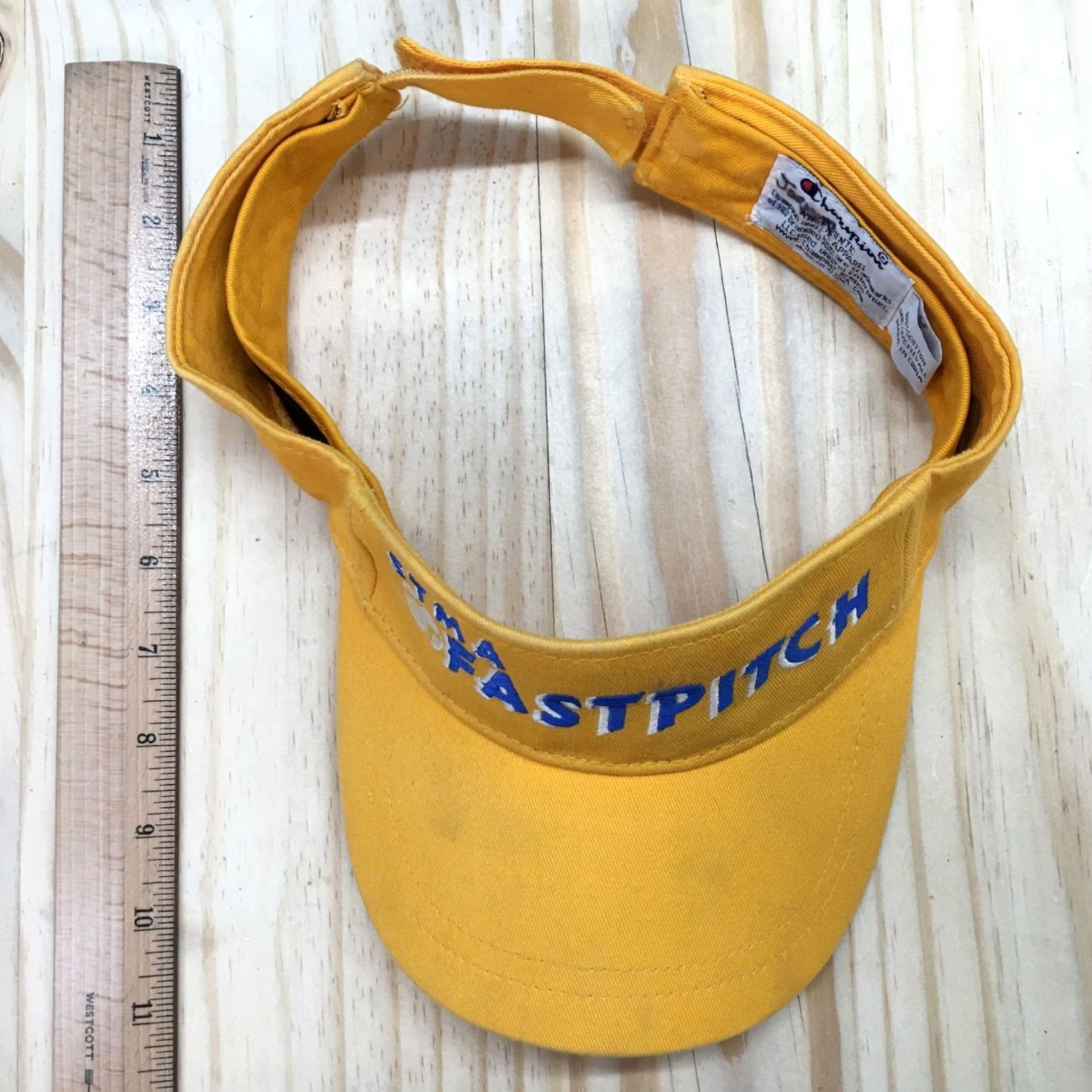 Champion Champion Visor Hat Womens Yellow OS Curved Brim Embroidered Logo STMA Fast Pitch Size ONE SIZE - 4 Thumbnail