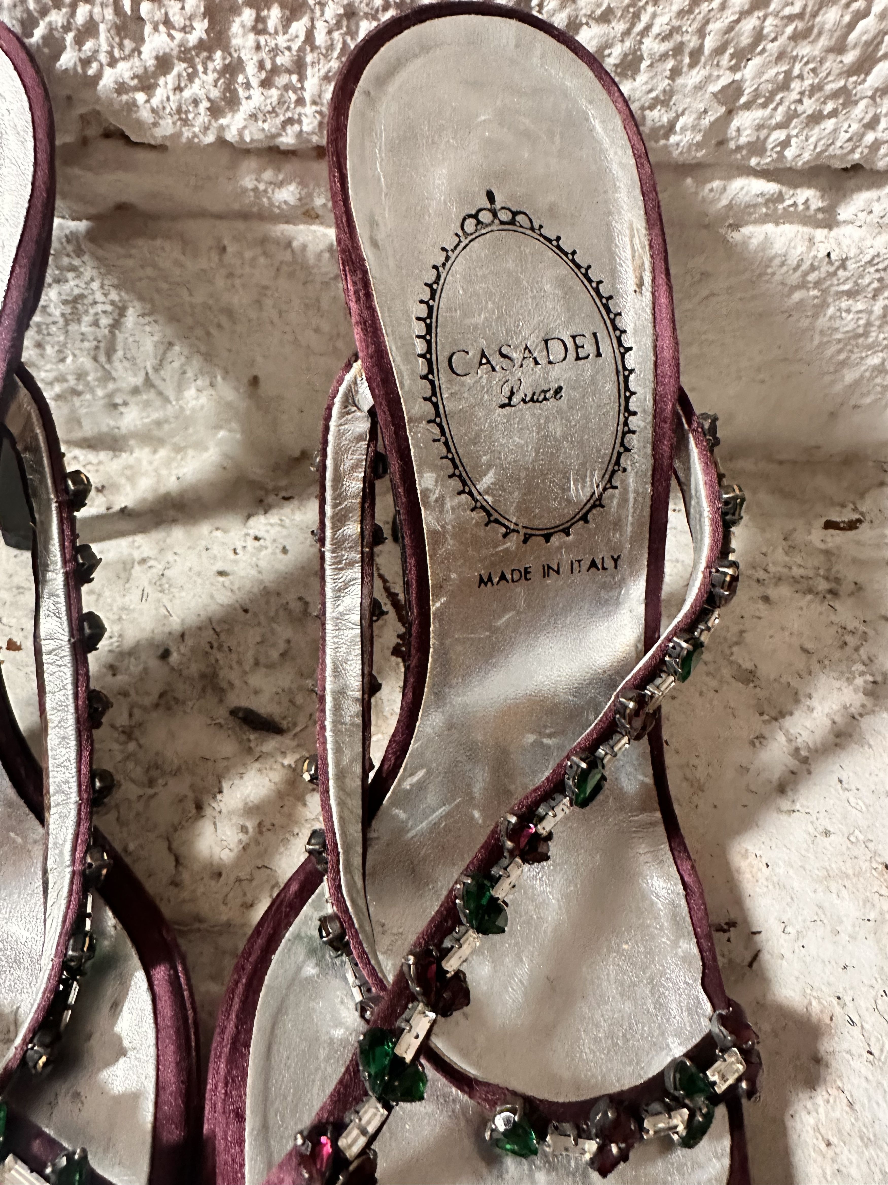 Casadei VINTAGE CASADI CRYSTAL SILK PURPLE EVENING SANDALS_ 9 US Size US 9 / IT 39 - 7 Thumbnail